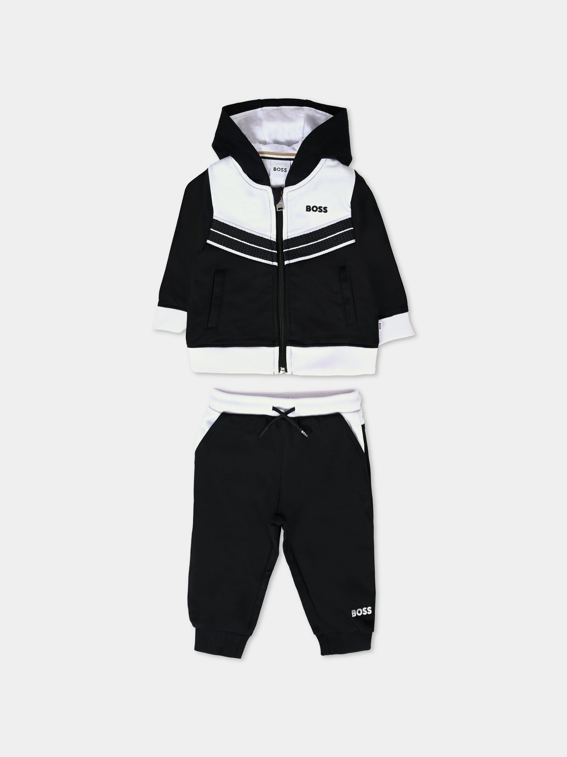Completo nero per neonato con logo,Boss,J51264 09B