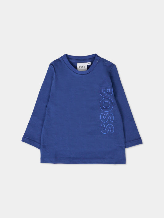 T-shirt blu per neonato con logo,Boss,J51293 86P