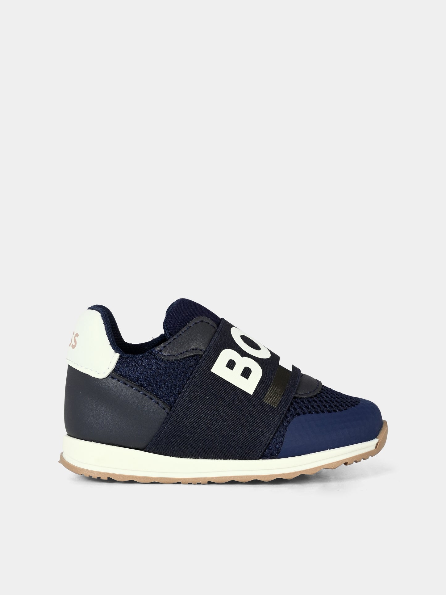 Sneakers blu per neonato e bambino con logo,Boss,J51335 849