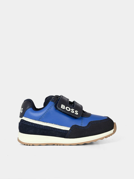 Sneakers blu per bambino con logo,Boss,J51337 849