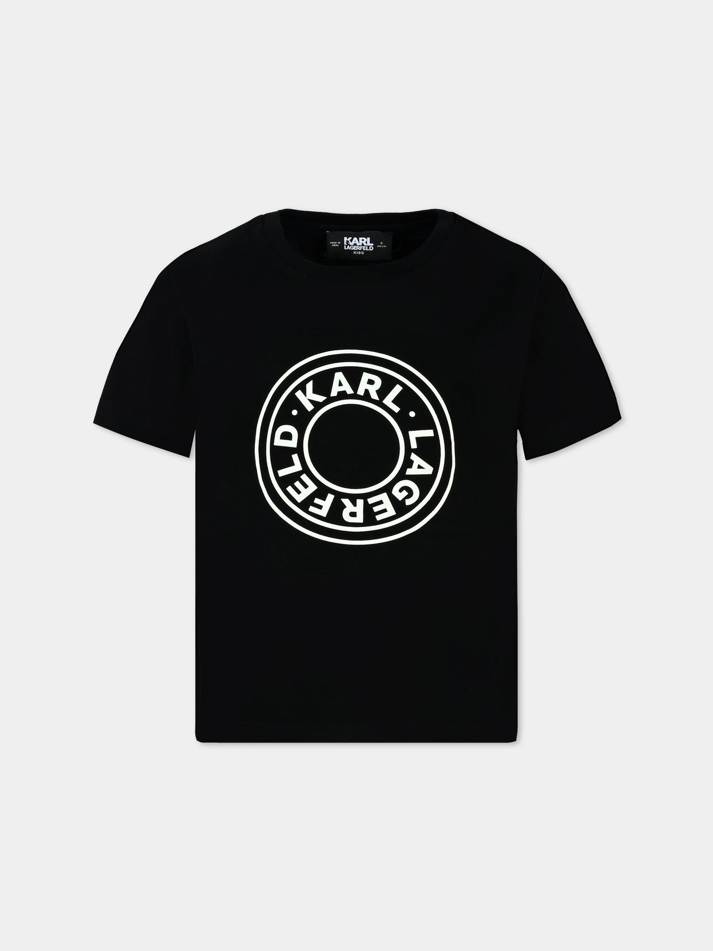 T-shirt nera per bambini con logo,Karl Lagerfeld Kids,Z30235 09B