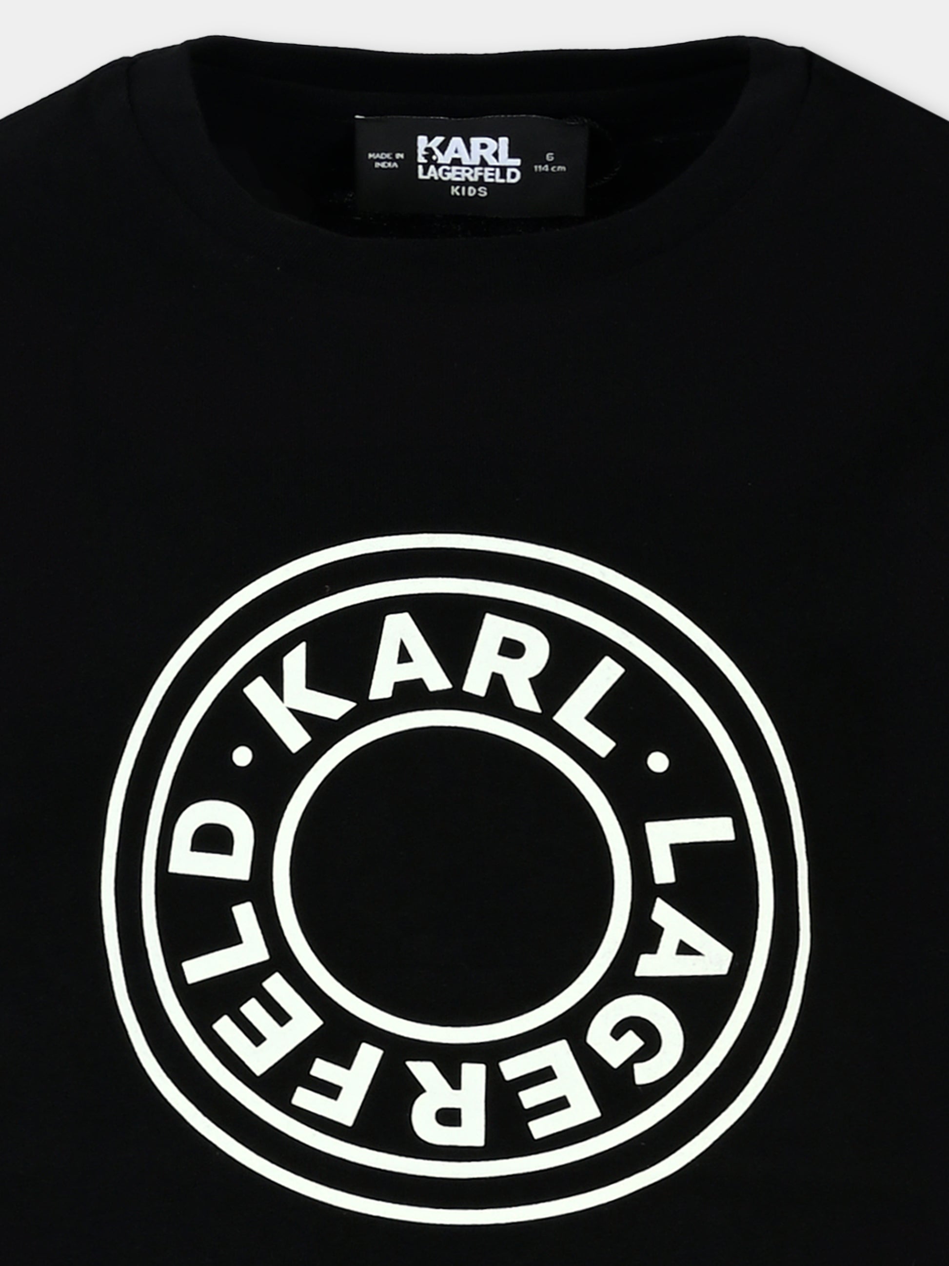 T-shirt nera per bambini con logo,Karl Lagerfeld Kids,Z30235 09B