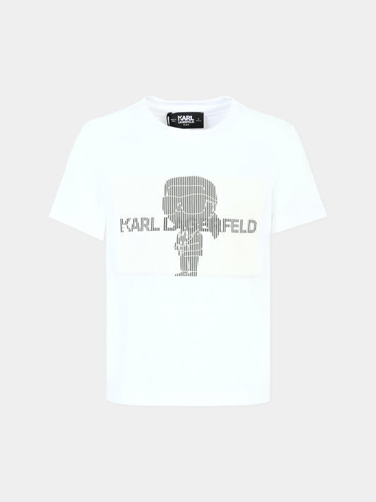 T-shirt bianca per bambino con Karl Lagerfeld,Karl Lagerfeld Kids,Z30239 10P