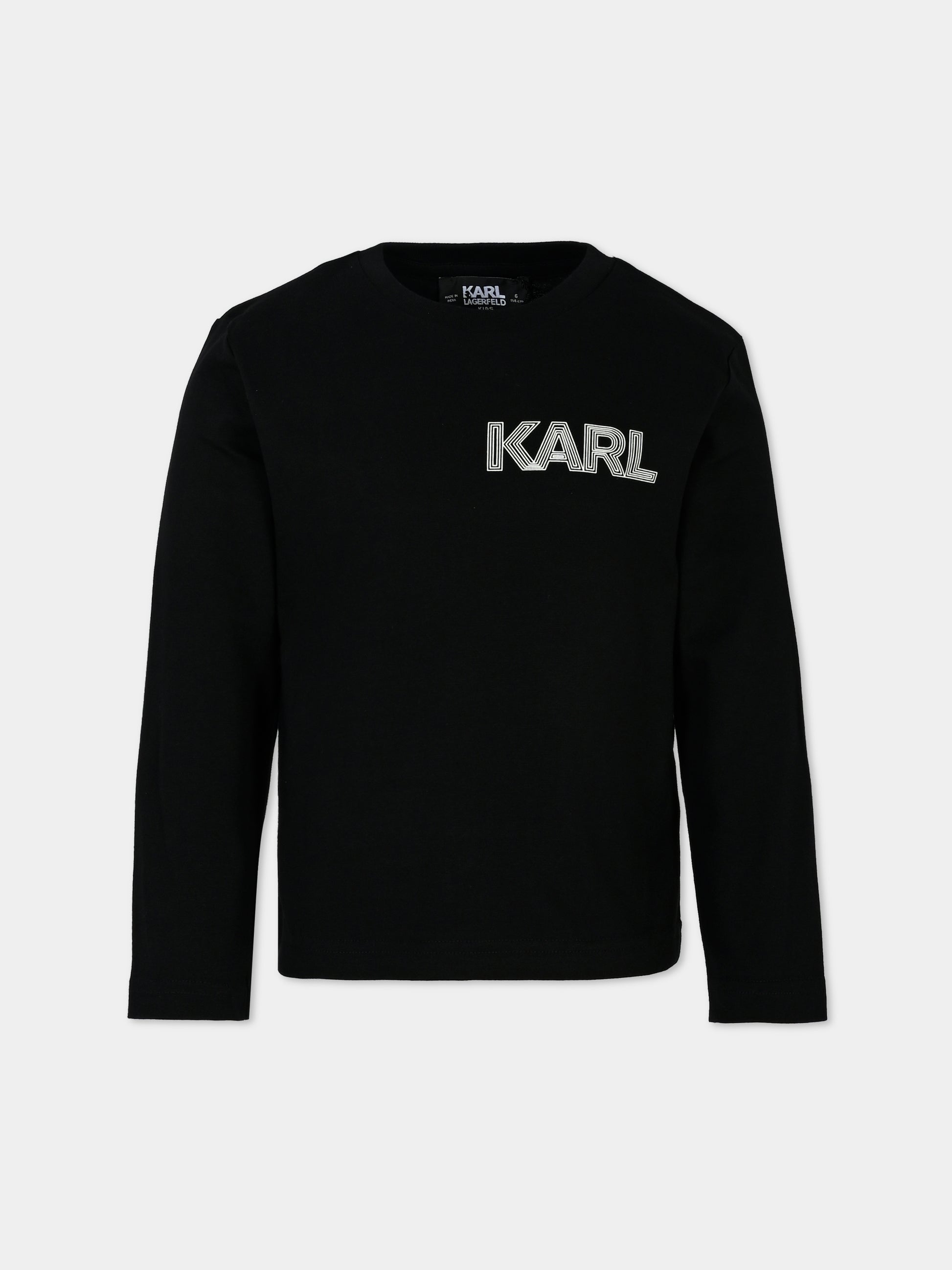 T-shirt nera per bambino con Karl Lagerfeld,Karl Lagerfeld Kids,Z30243 09B