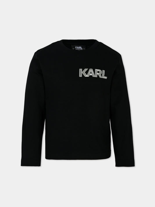 T-shirt nera per bambino con Karl Lagerfeld,Karl Lagerfeld Kids,Z30243 09B