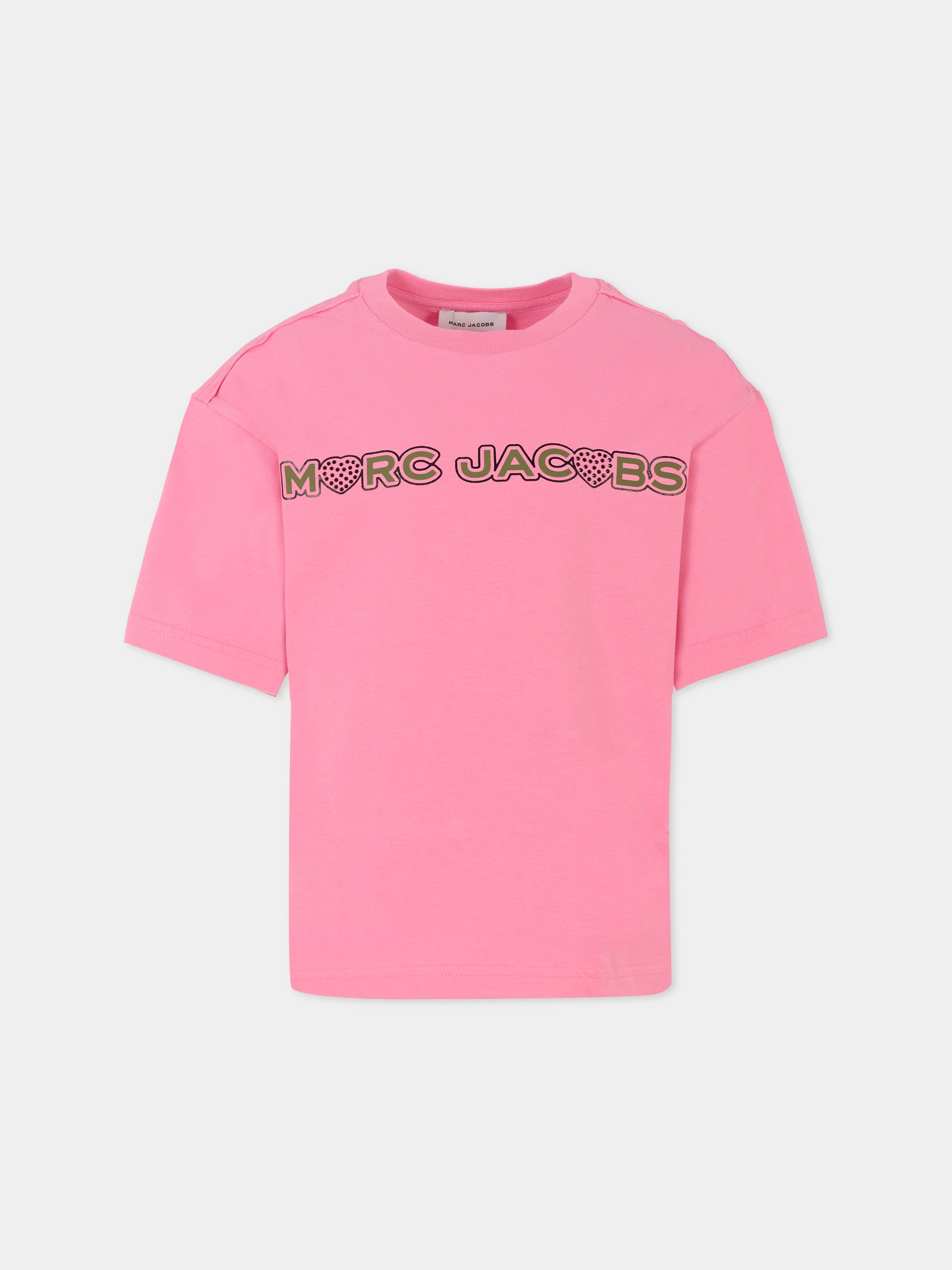 T-shirt rosa per bambina con logo,Marc Jacobs,W60280 490