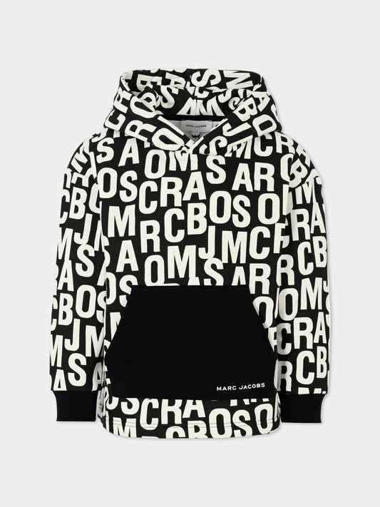 Felpa nera per bambino con logo all over,Marc Jacobs,W60340 09B