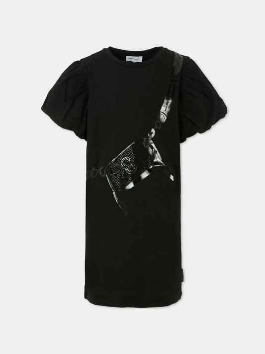 Vestito nero per bambina con stampa borsa,Marc Jacobs,W60385 09B