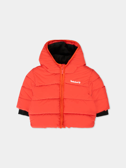 Piumino rosso per neonato con logo,Timberland,T60246 98G