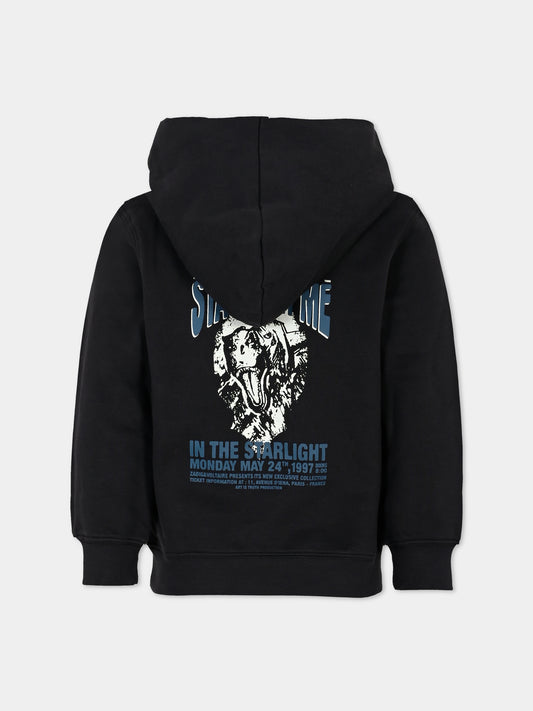 Felpa nera per bambini con logo e stampa,Zadig & Voltaire Kids,X60172 09B