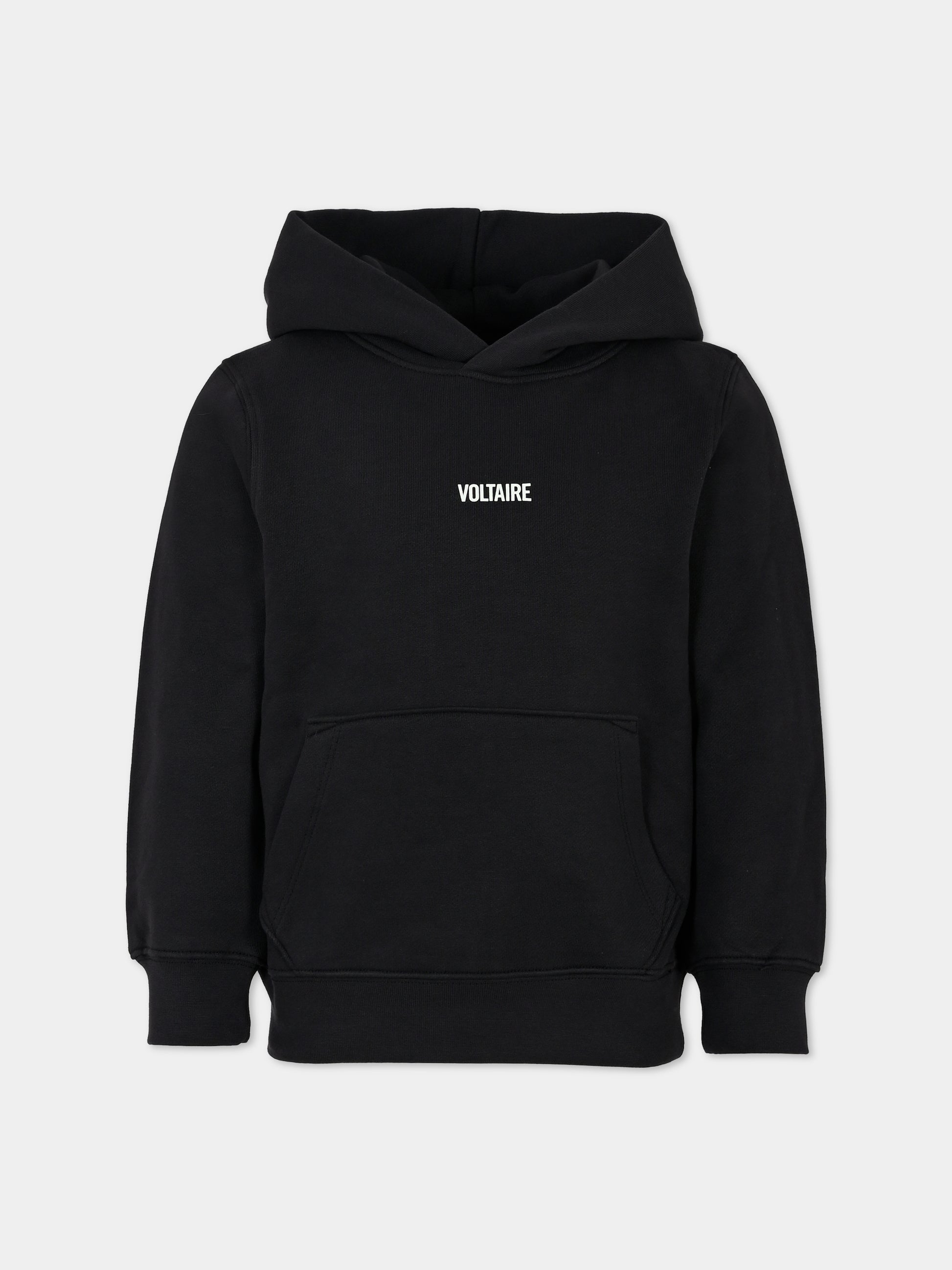 Felpa nera per bambini con logo e stampa,Zadig & Voltaire Kids,X60172 09B