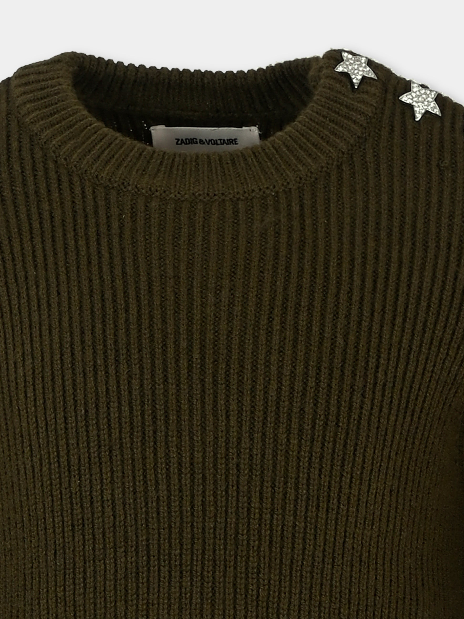 Maglione verde per bambina con stelle,Zadig & Voltaire Kids,X60216 637