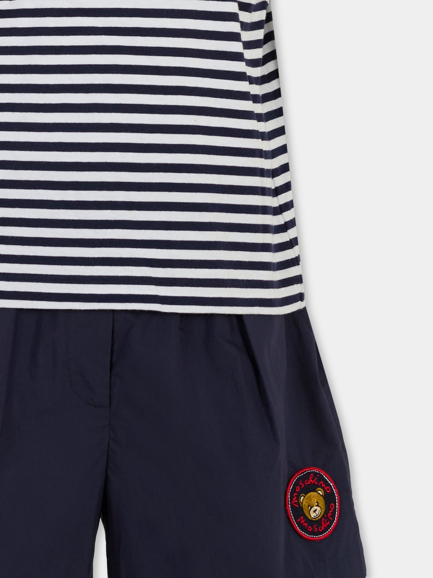 Completo blu per bambina con logo,Moschino Kids,HDG01F LAE08 83442