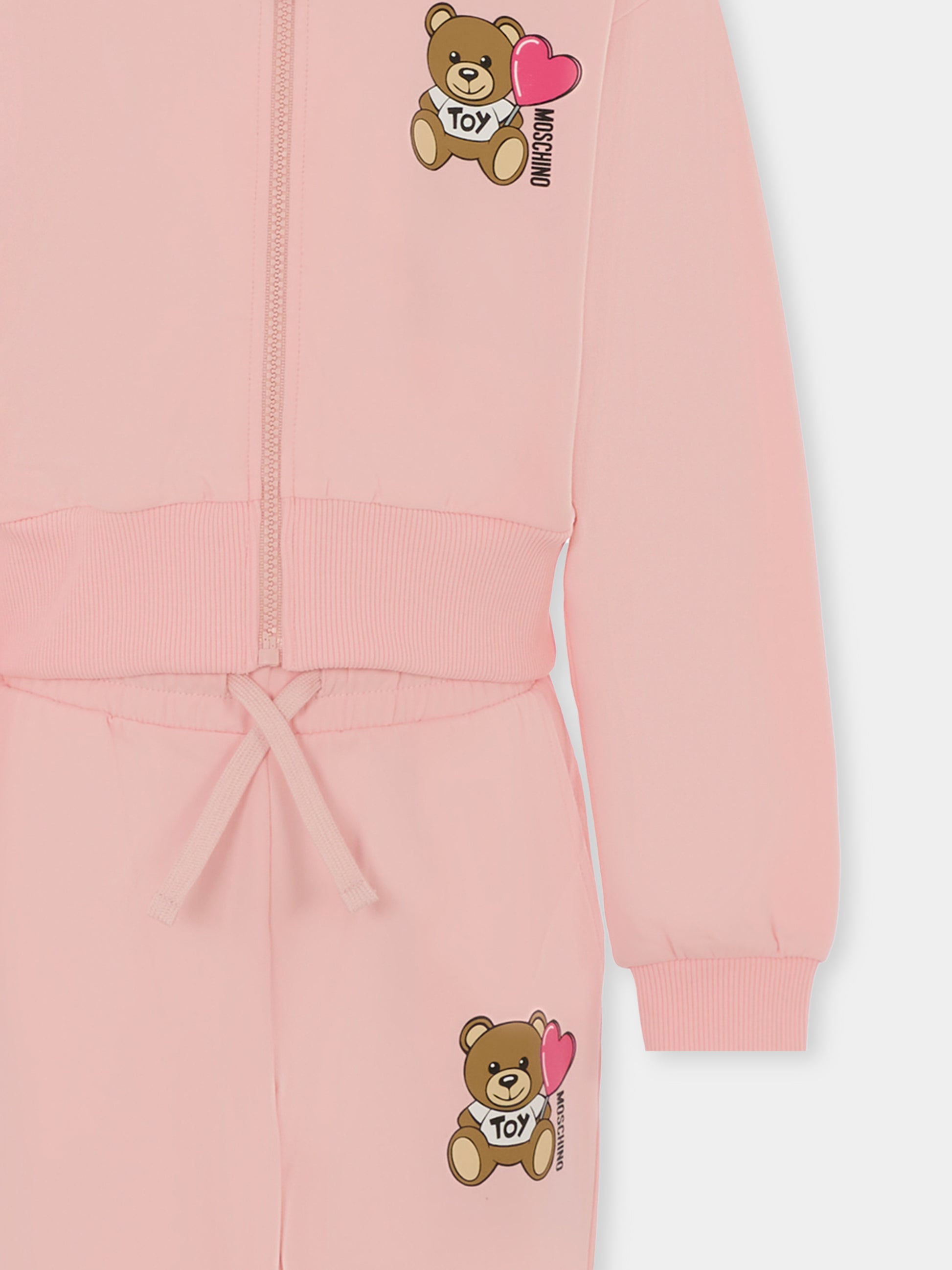 Completo rosa per bambina con Teddy Bear e cuore,Moschino Kids,HDK033 LDA00 50209