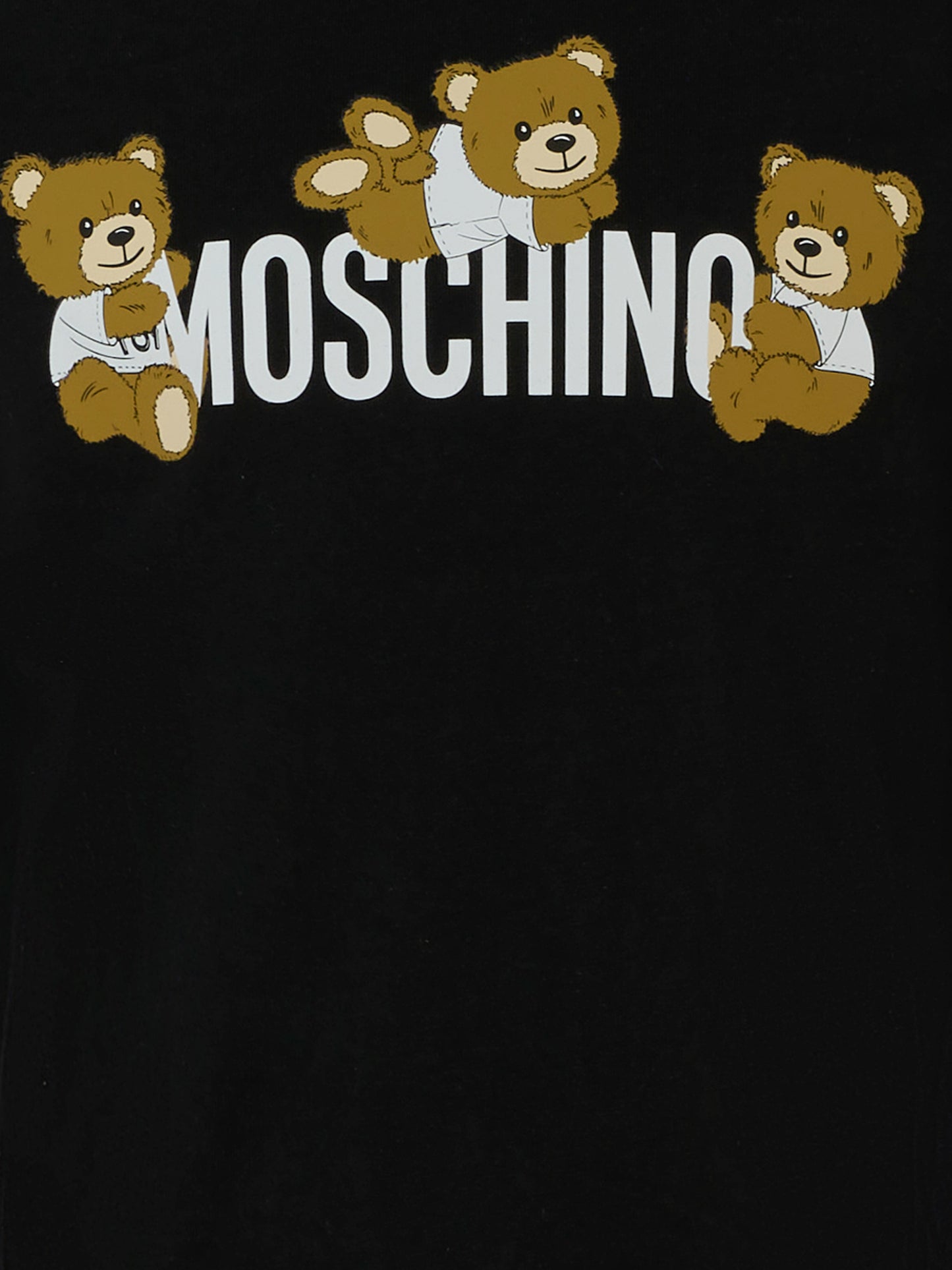 T-shirt nera per bambini con tre Teddy Bear,Moschino Kids,HSO00J LAA03 60100