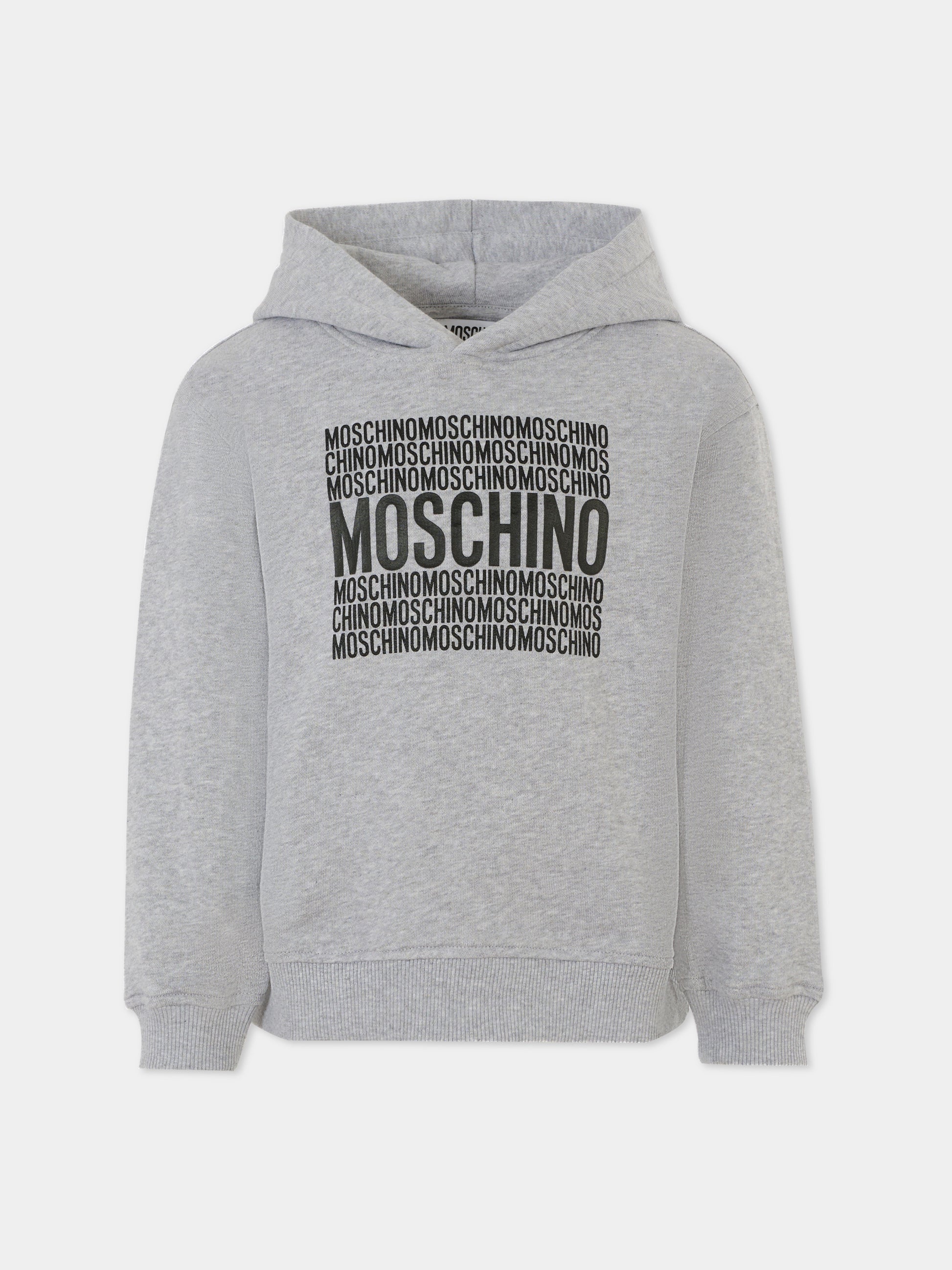 Felpa grigia per bambini con logo,Moschino Kids,HUF08T LCA74 60926