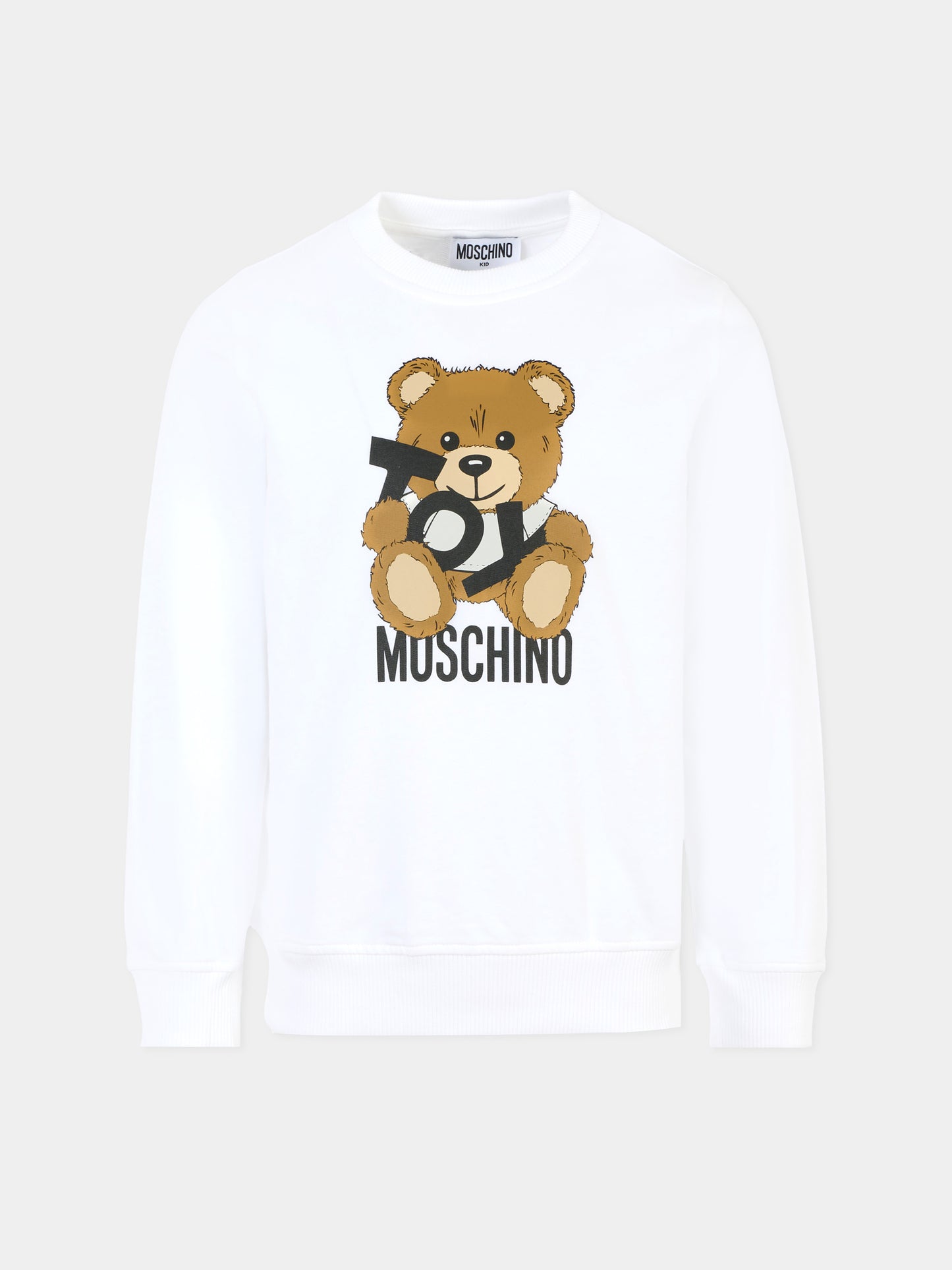 Felpa bianca per bambini con Teddy Bear,Moschino Kids,HUF08V LCA19 10101