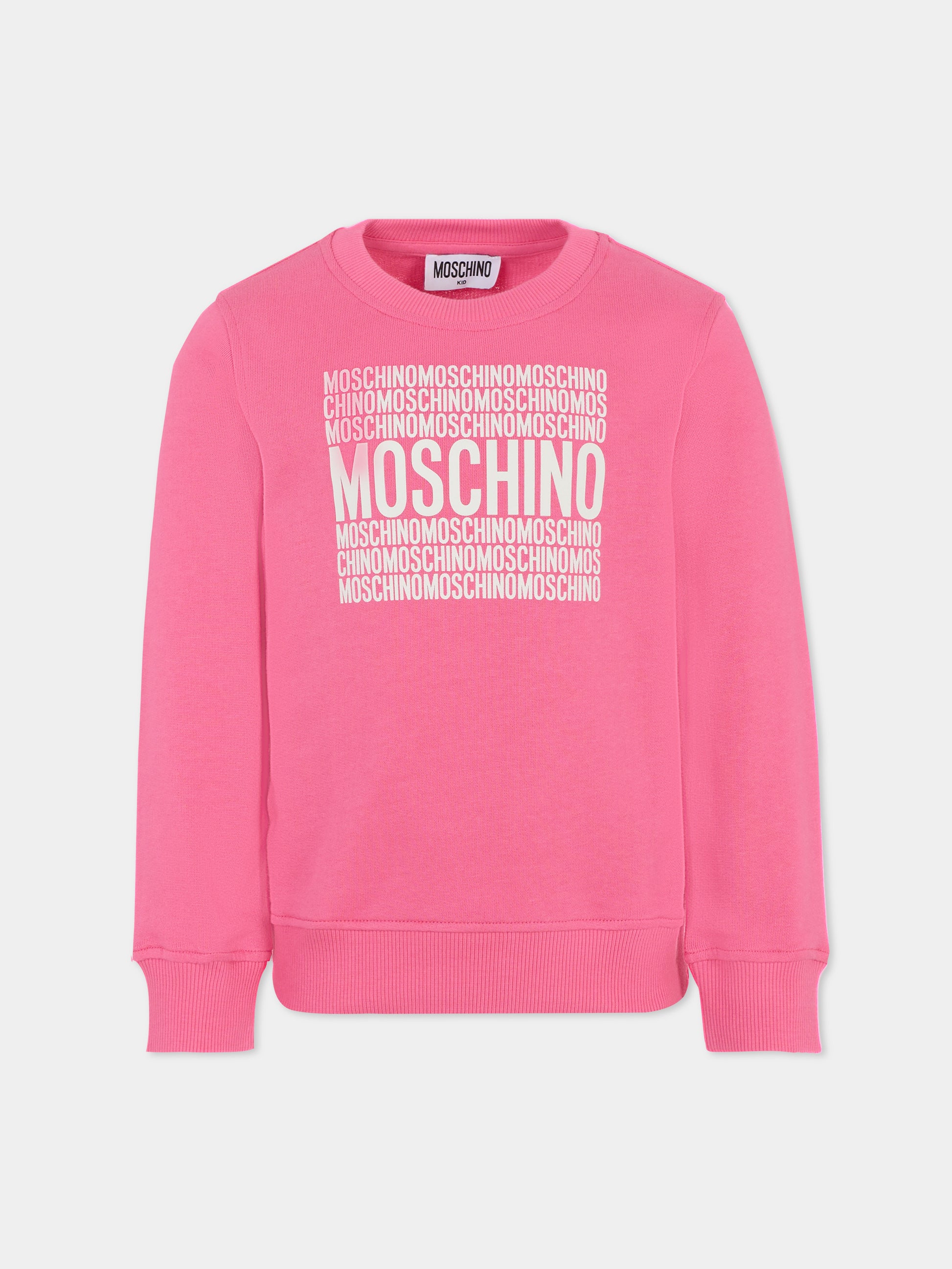 Felpa fucsia per bambina con logo,Moschino Kids,HUF08Z LCA74 50533