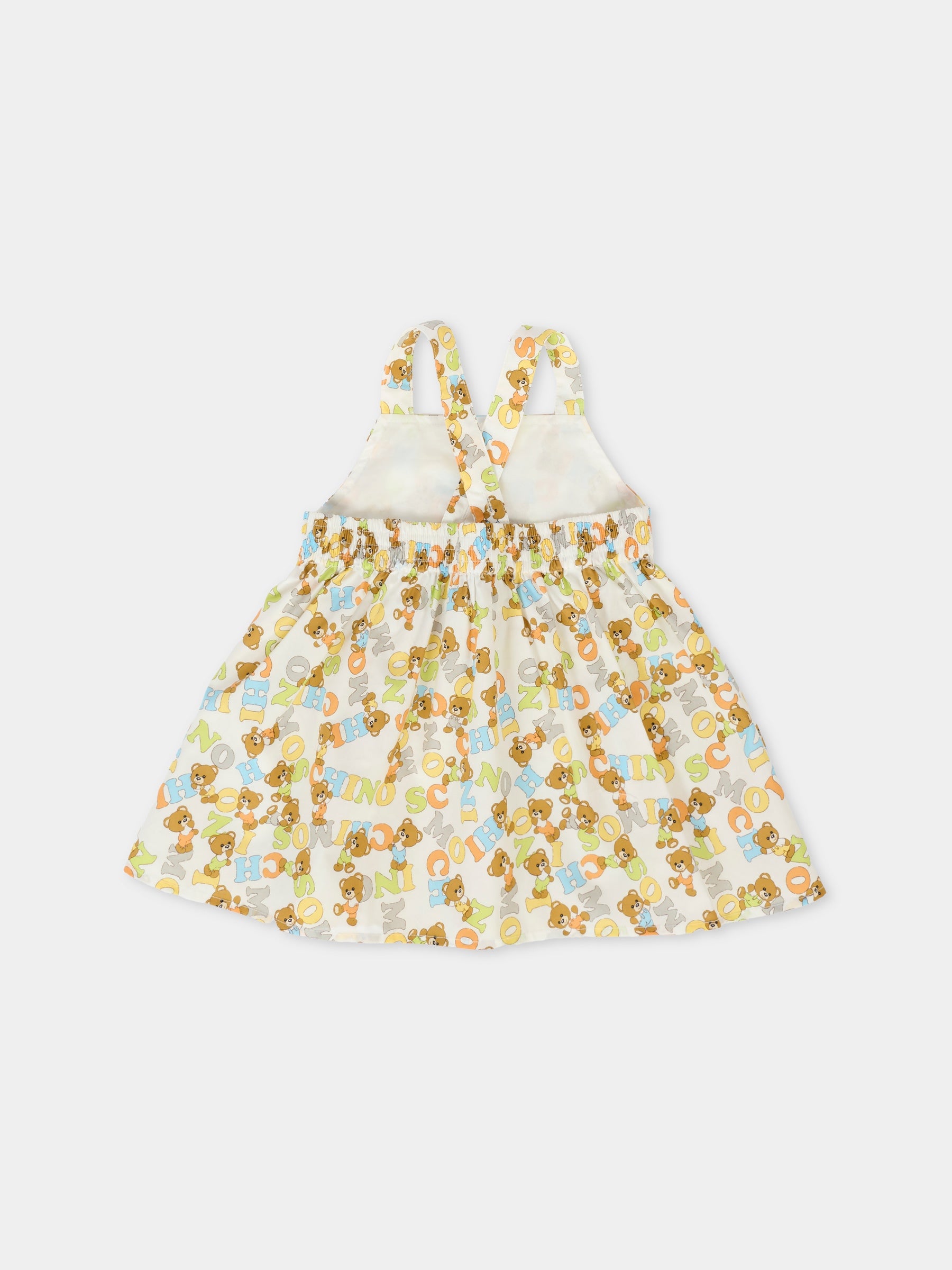 Vestito multicolor per neonata con Teddy Bear all over,Moschino Kids,MDV0C1 LLB43 83448