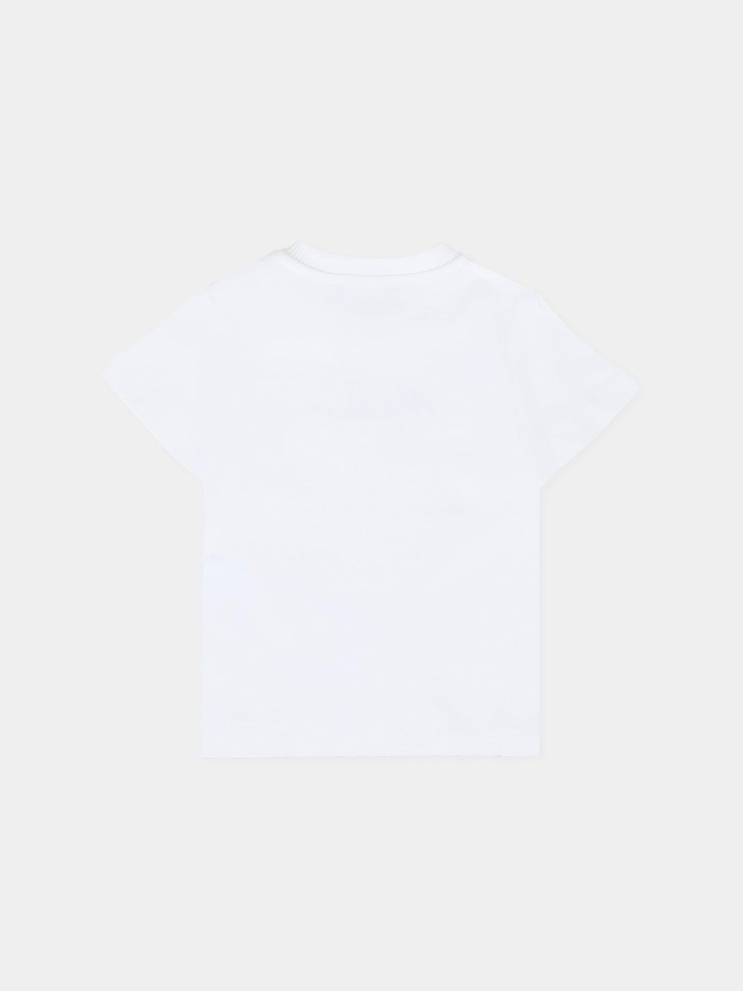 T-shirt bianca per neonata con logo ricamato,Moschino Kids,MQM047 LAA01 10101