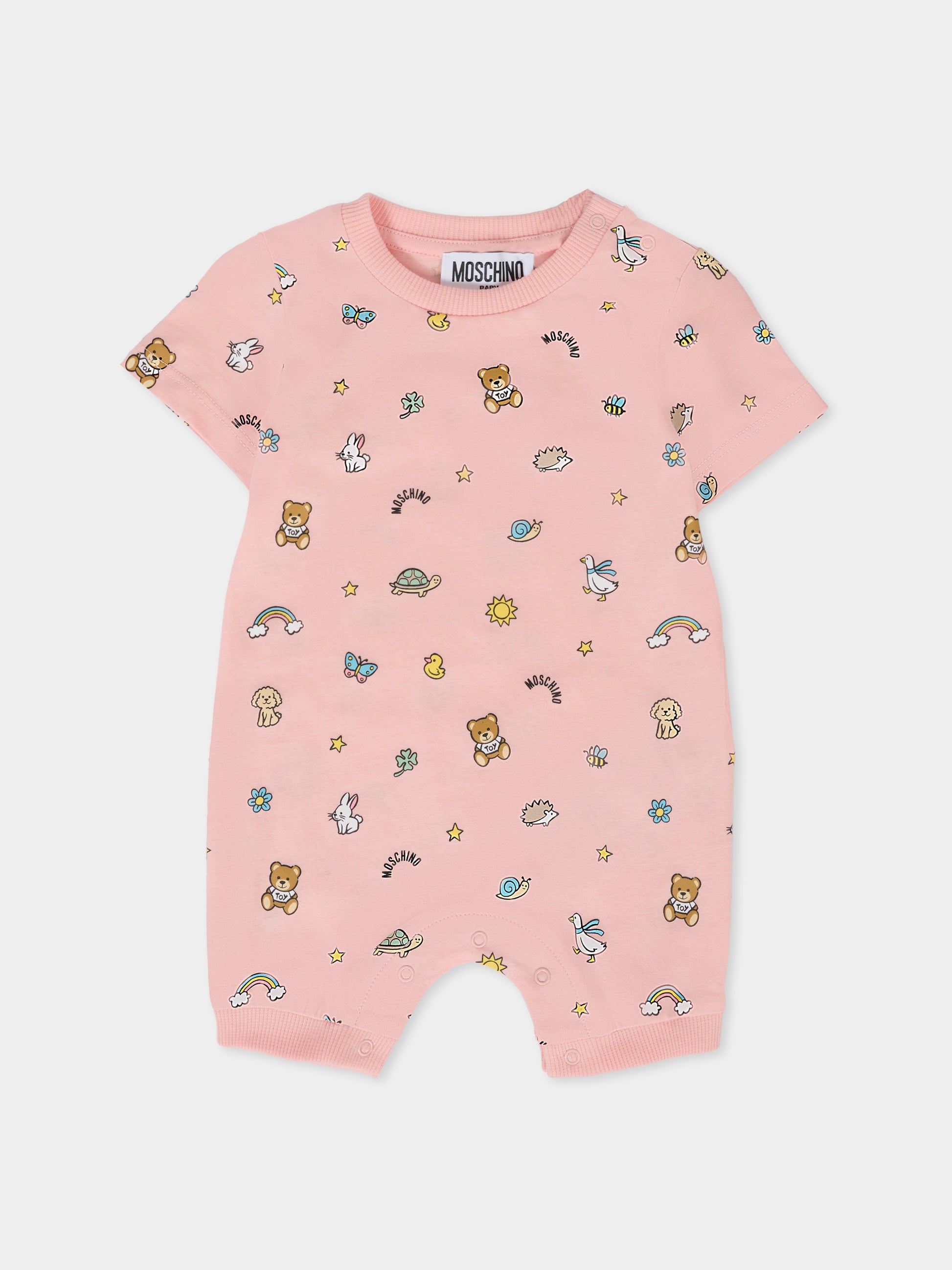 Pagliaccetto rosa per neonata con Teddy Bear e disegni,Moschino Kids,MUT04A LABA6 83650