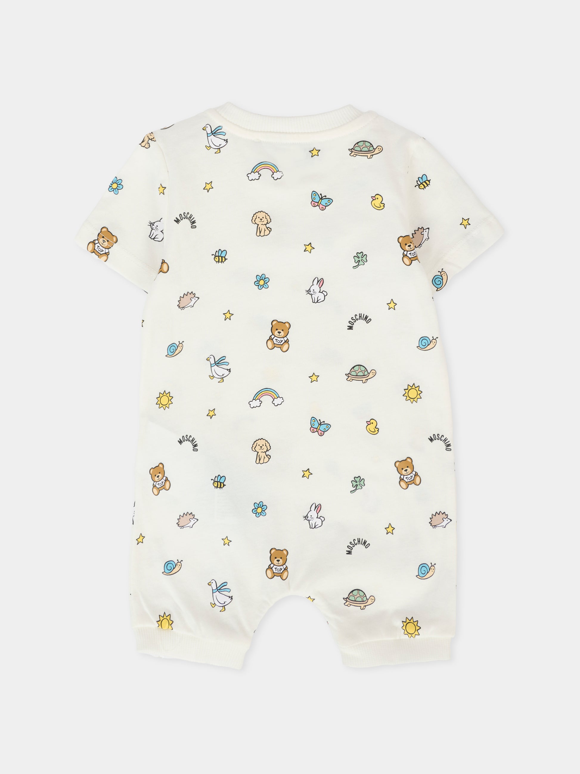 Pagliaccetto bianco per neonati con Teddy Bear e disegni,Moschino Kids,MUT04A LABA6 83449