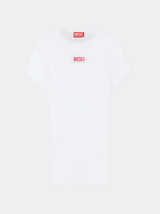 Vestito bianco per bambina con logo,Diesel,J02285 0CATM K100