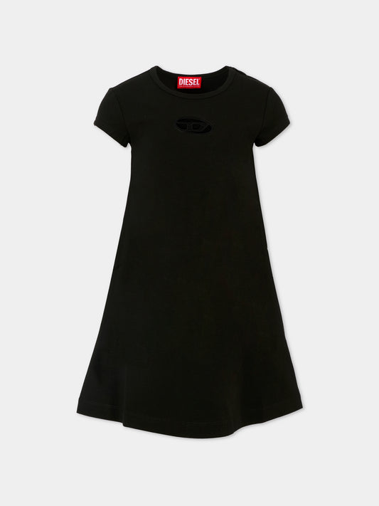 Vestito nero per bambina con logo,Diesel,J01820 0AFAA K900