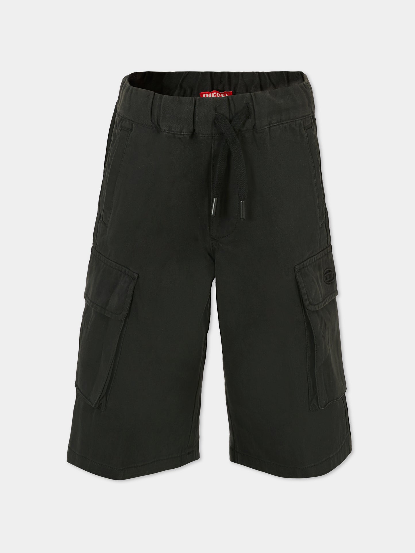 Shorts neri per bambino con logo,Diesel,J02221 KXBJ1 K900