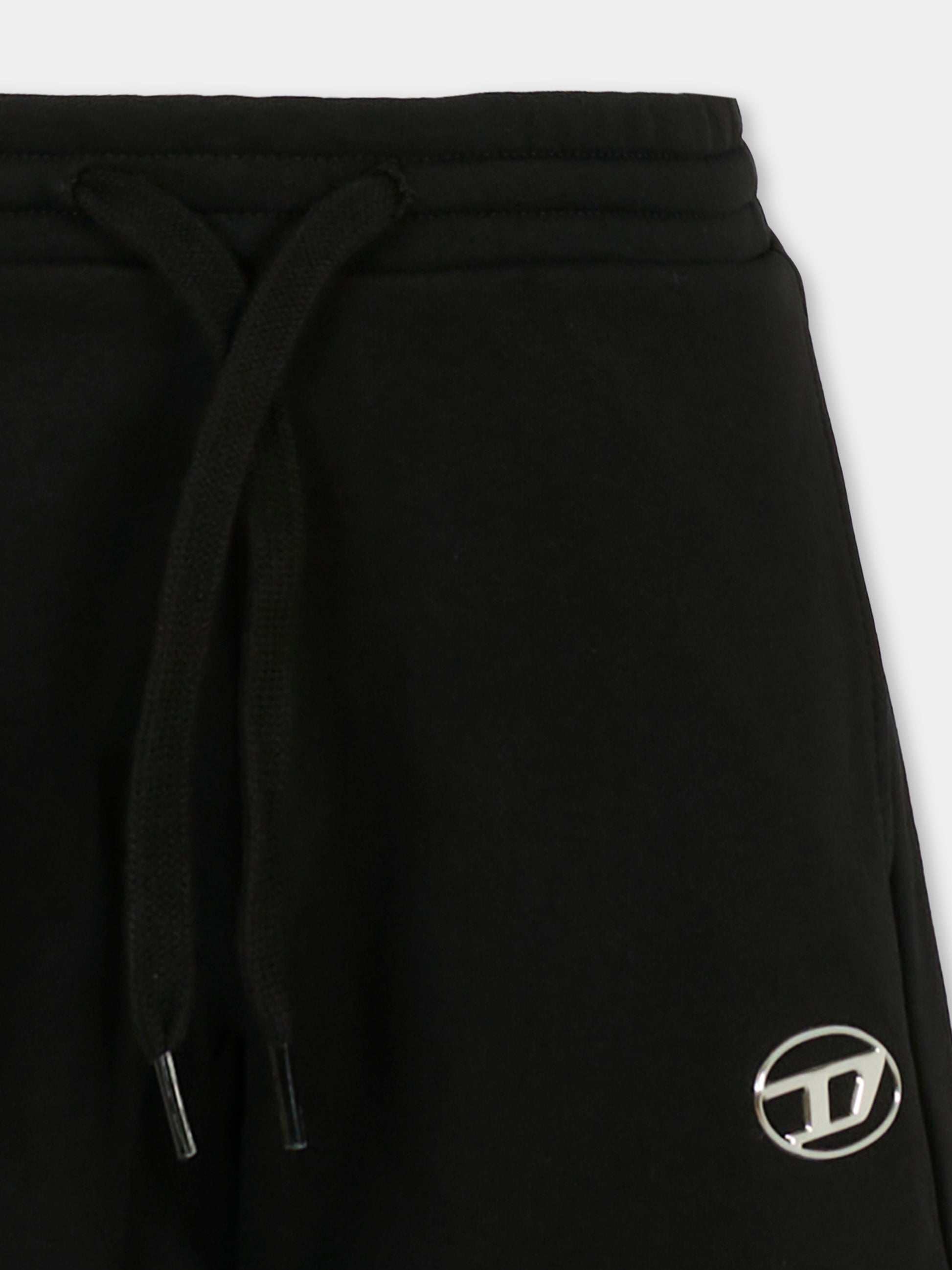 Shorts neri per bambino con logo,Diesel,J02239 KYAVF K900