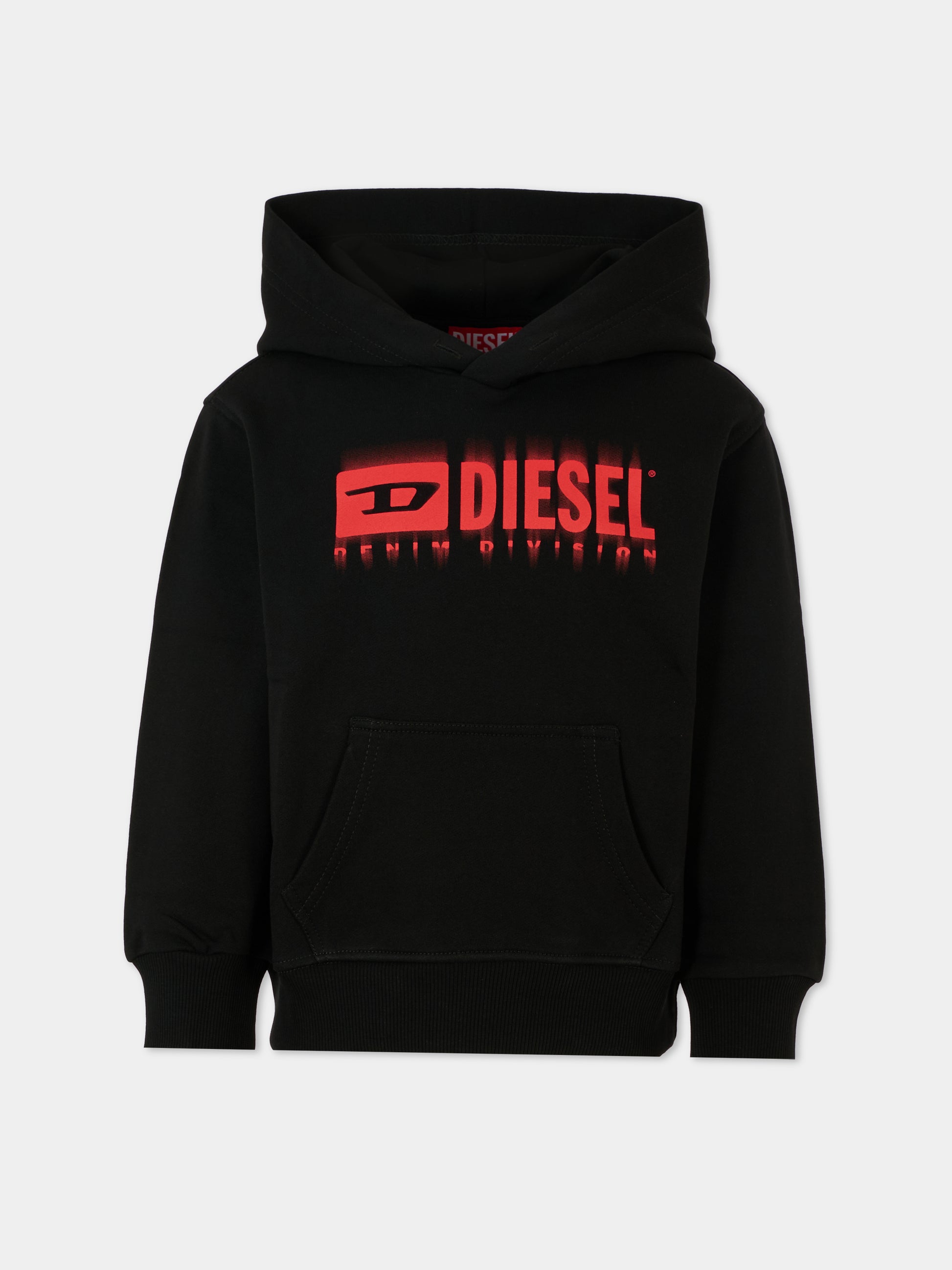 Felpa nera per bambino con logo,Diesel,J02042 KYAVF K9002