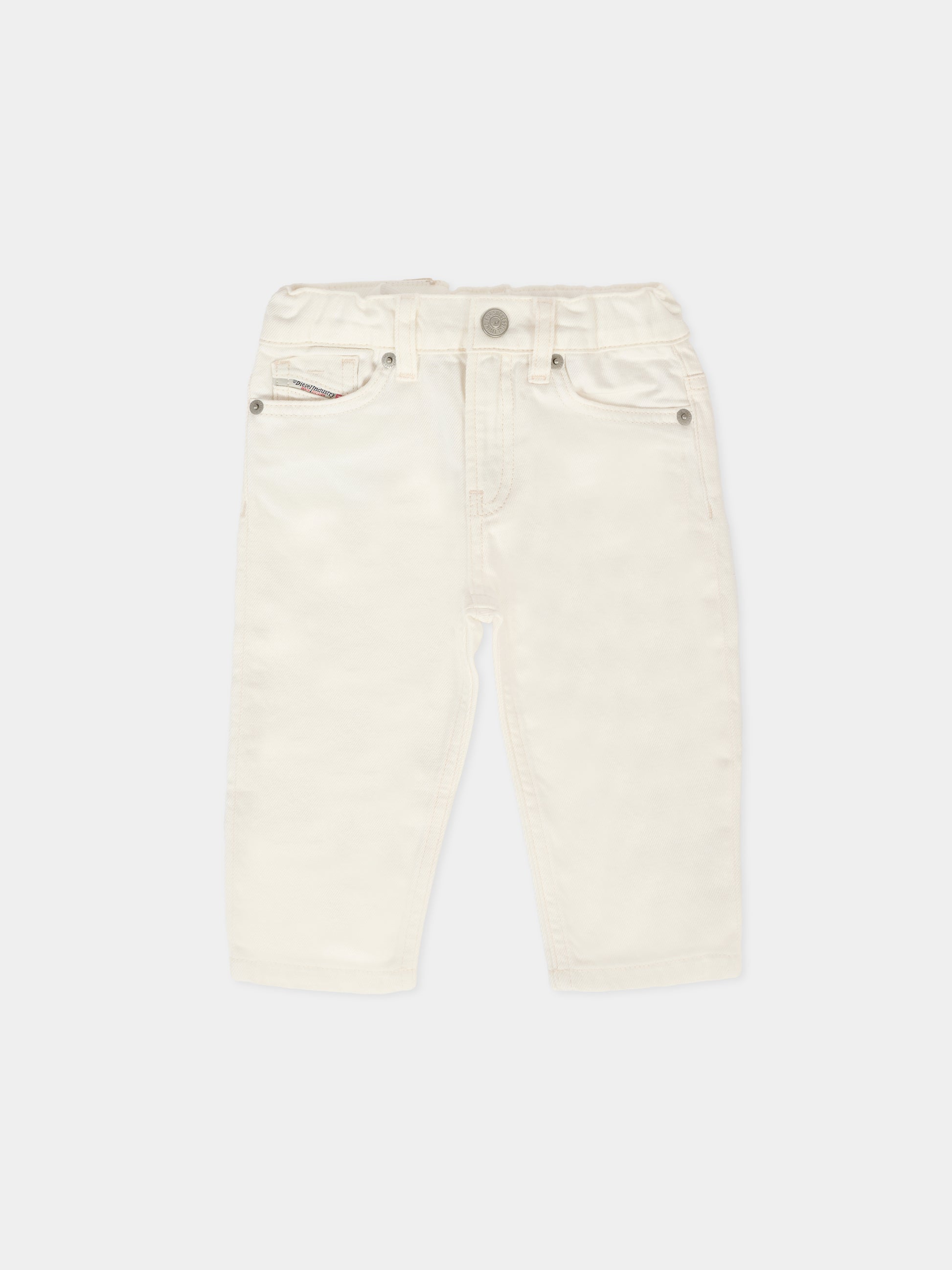 Pantaloni bianchi per neonato con logo,Diesel,K00237 KXBMQ K100