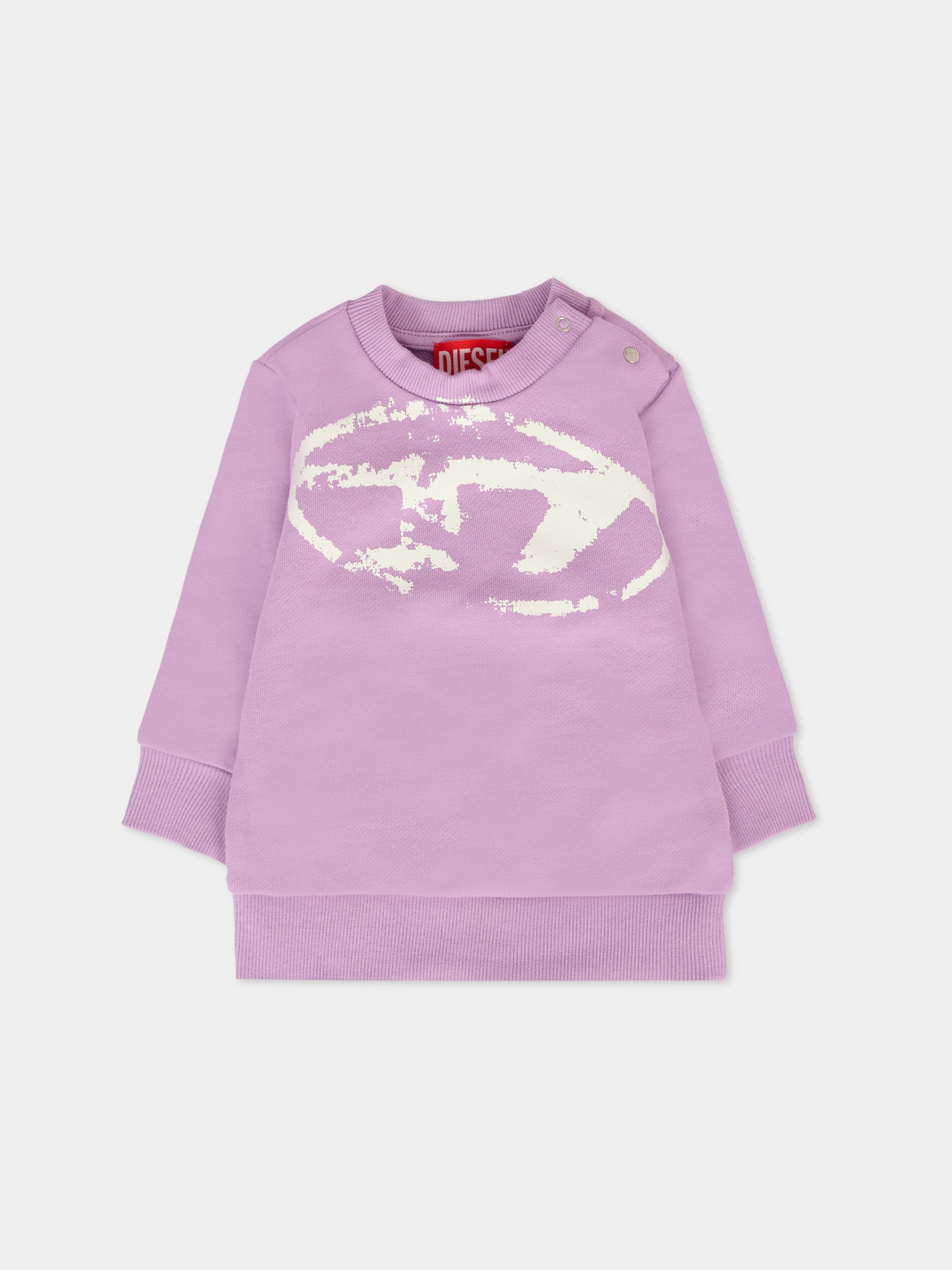 Felpa lilla per neonata con logo,Diesel,K00631 KYAQK K64A