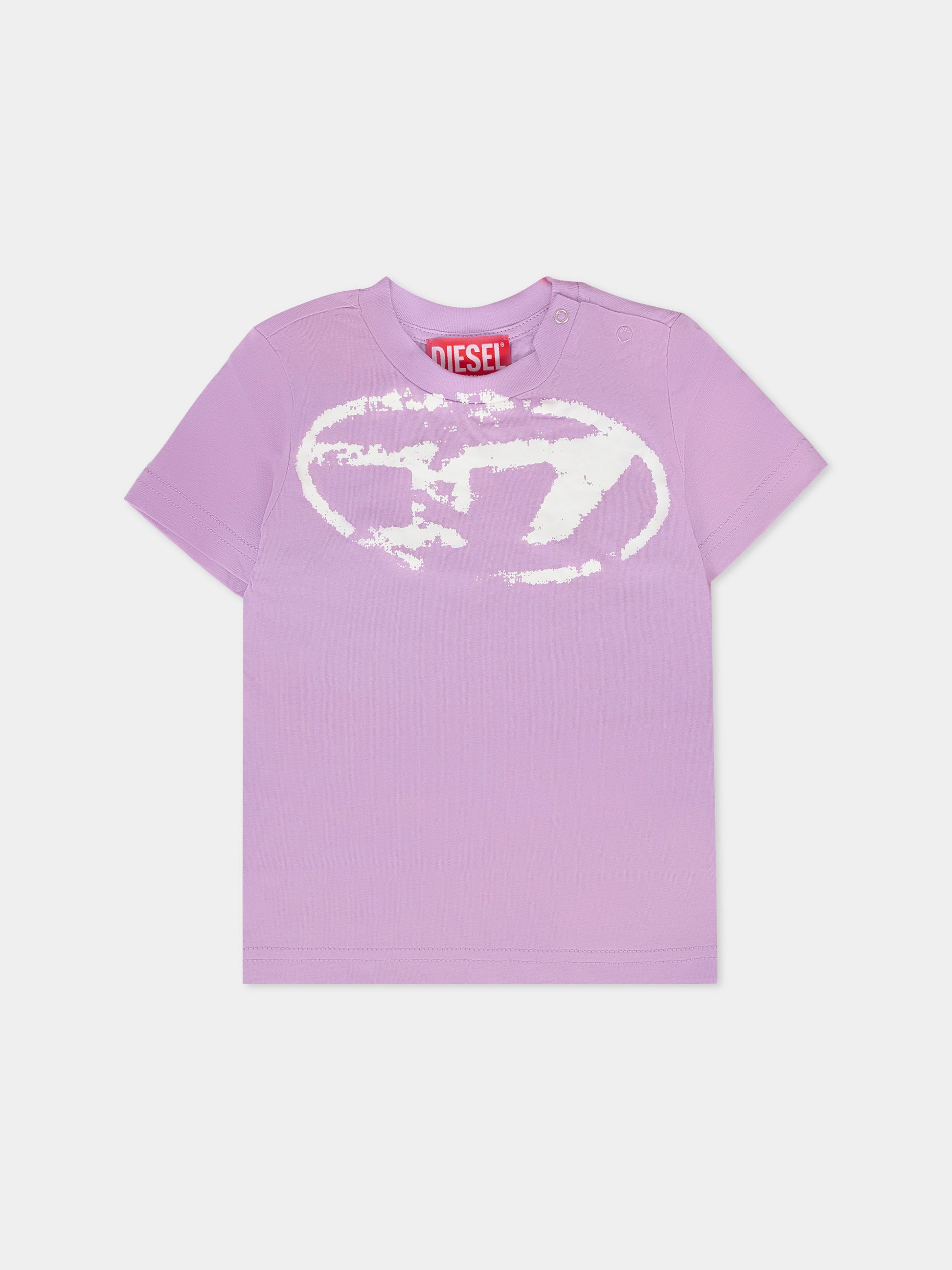 T-shirt lilla per neonata con logo,Diesel,K00635 KYAUN K64A