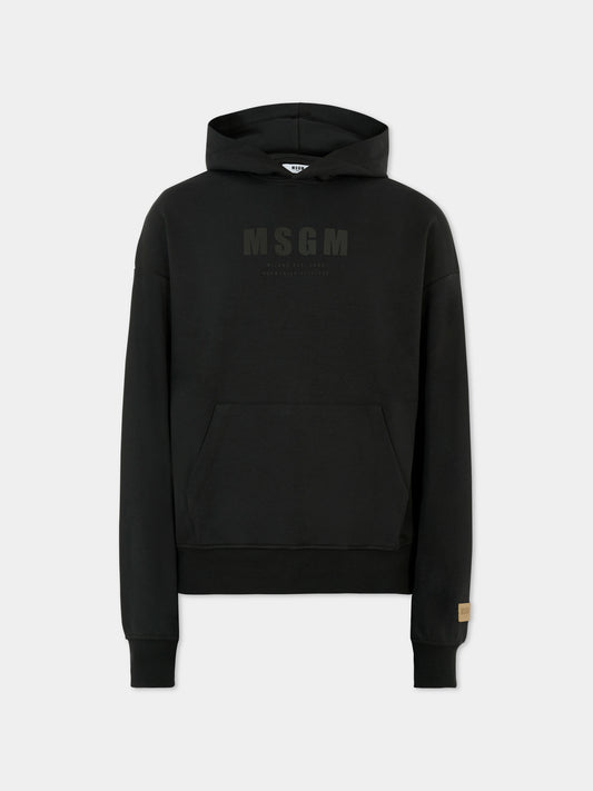 Felpa nera per bambini con logo,Msgm Kids,S5MSJUHS166 110