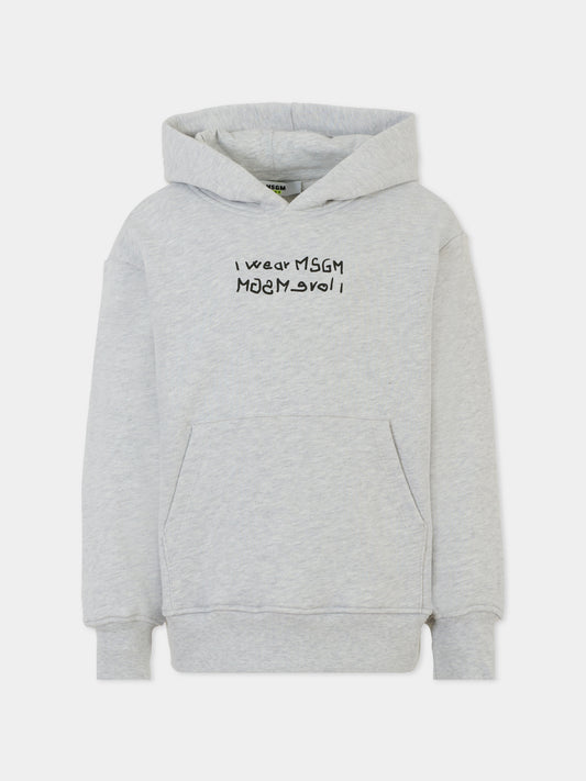 Felpa grigia per bambino con scritta,Msgm Kids,S5MSJBHS040 107