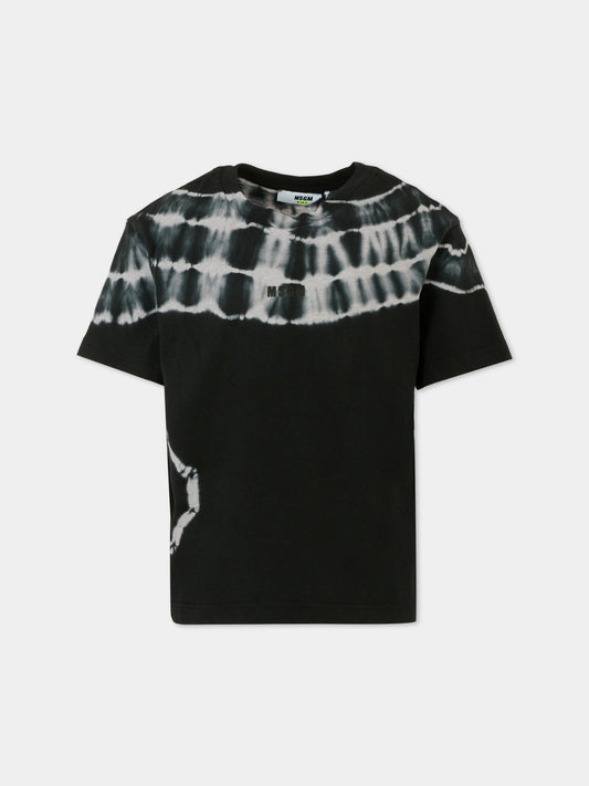 T-shirt nera per bambino con stampa tie dye,Msgm Kids,S5MSJBTH183 107