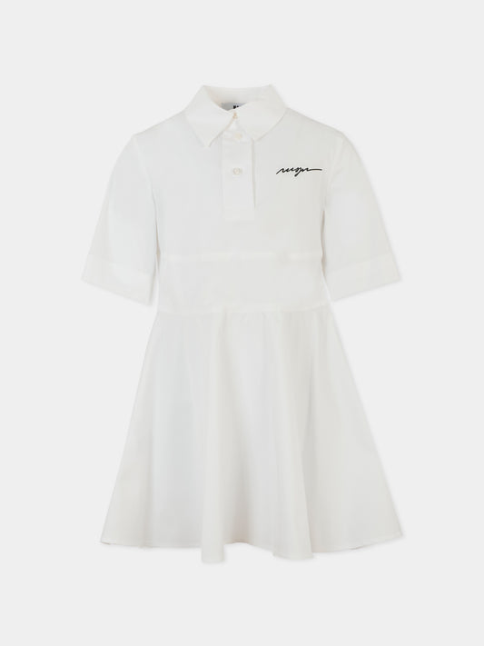 Vestito bianco per bambina con logo,Msgm Kids,S5MSJGDR271 001