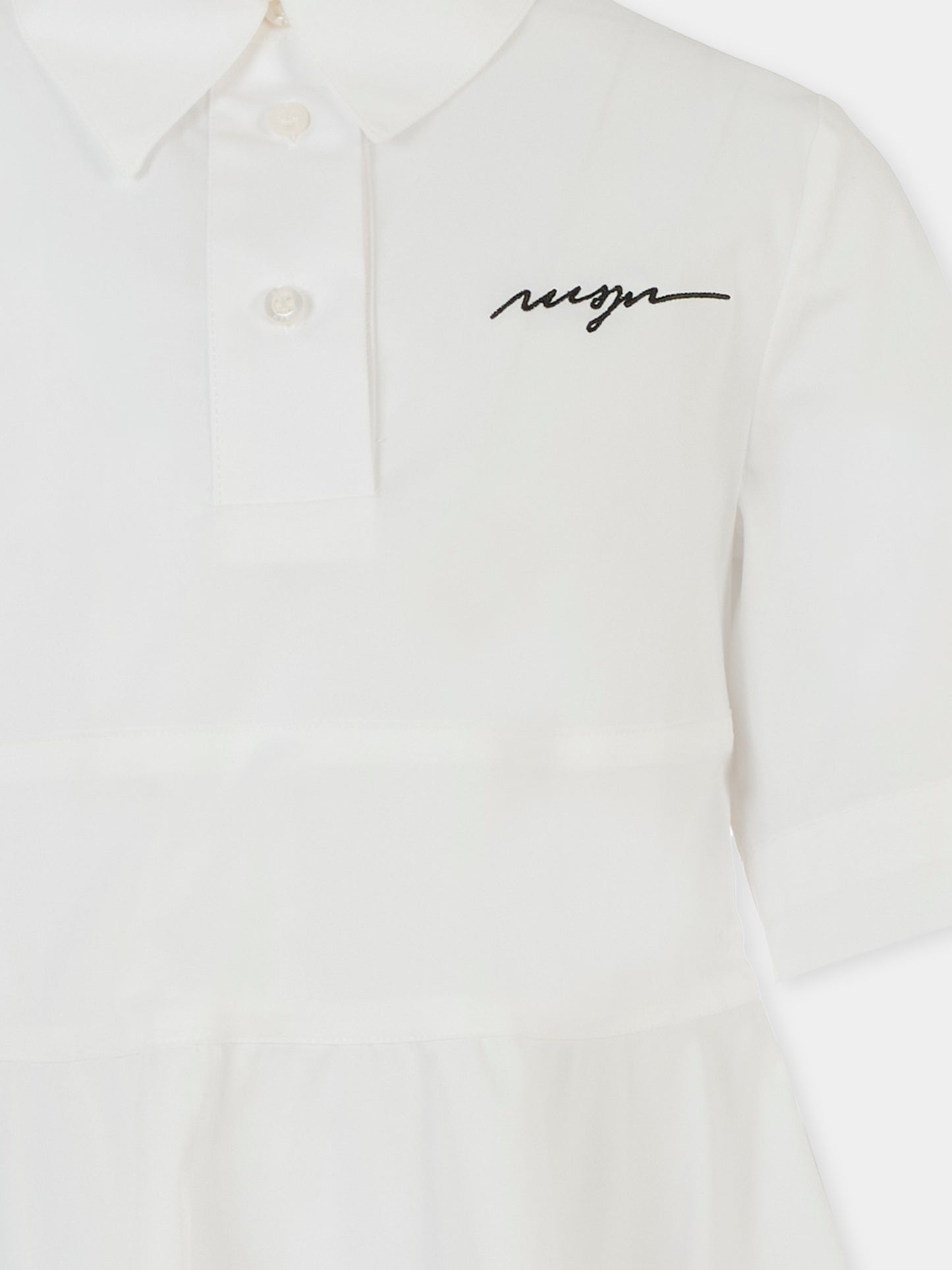 Vestito bianco per bambina con logo,Msgm Kids,S5MSJGDR271 001
