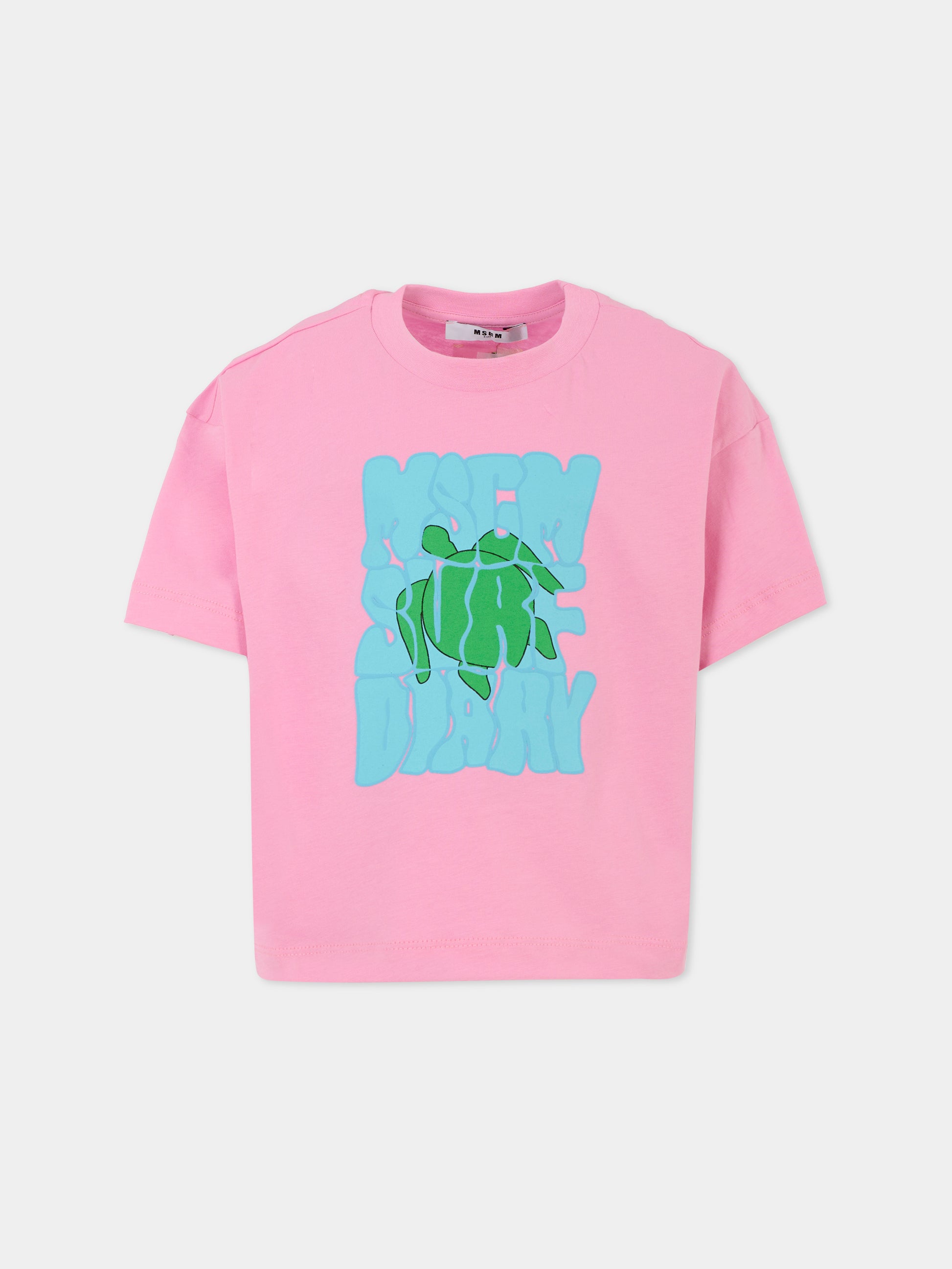 T-shirt rosa per bambina con logo,Msgm Kids,S5MSJGTH243 MS003
