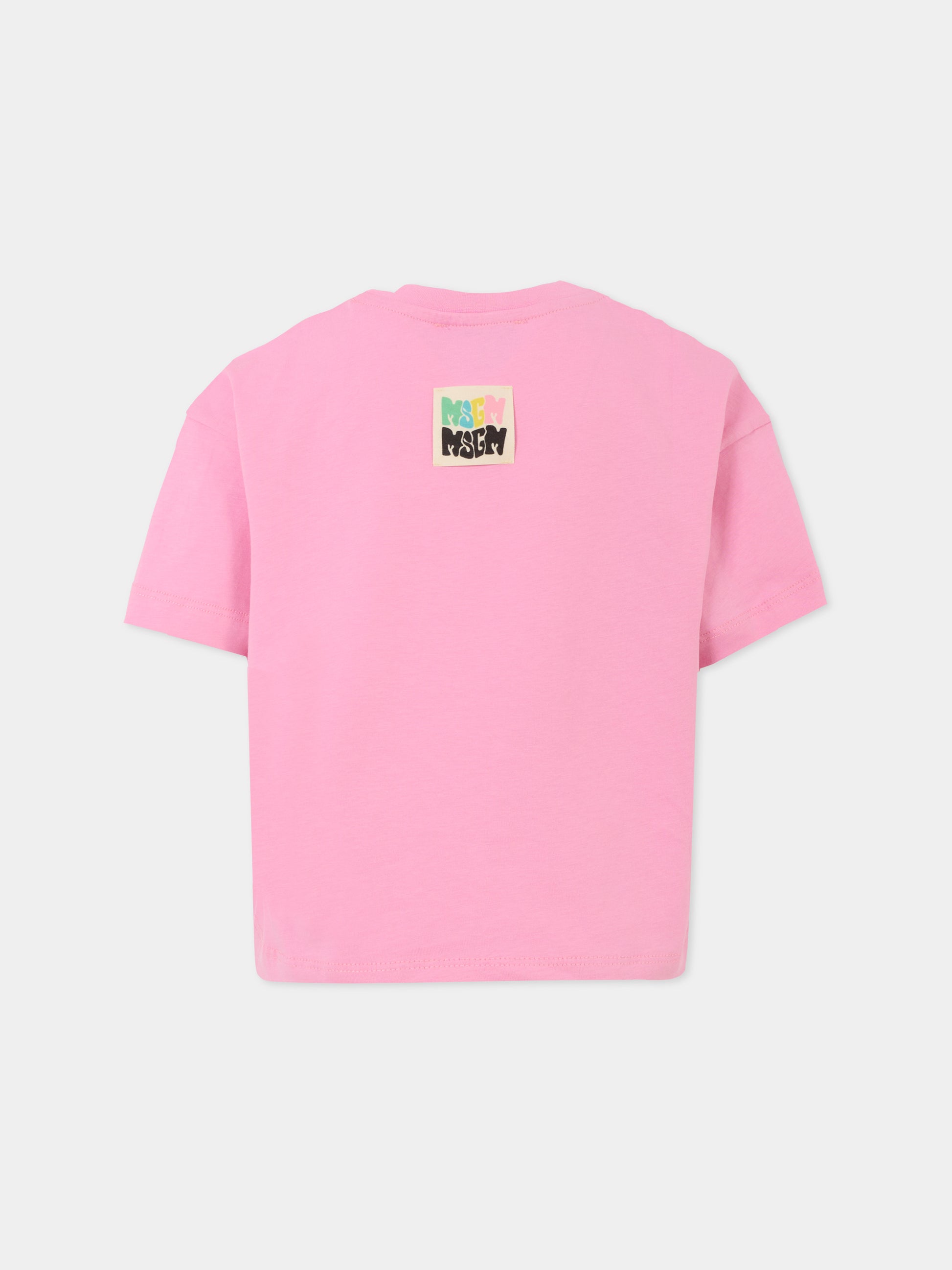 T-shirt rosa per bambina con logo,Msgm Kids,S5MSJGTH243 MS003