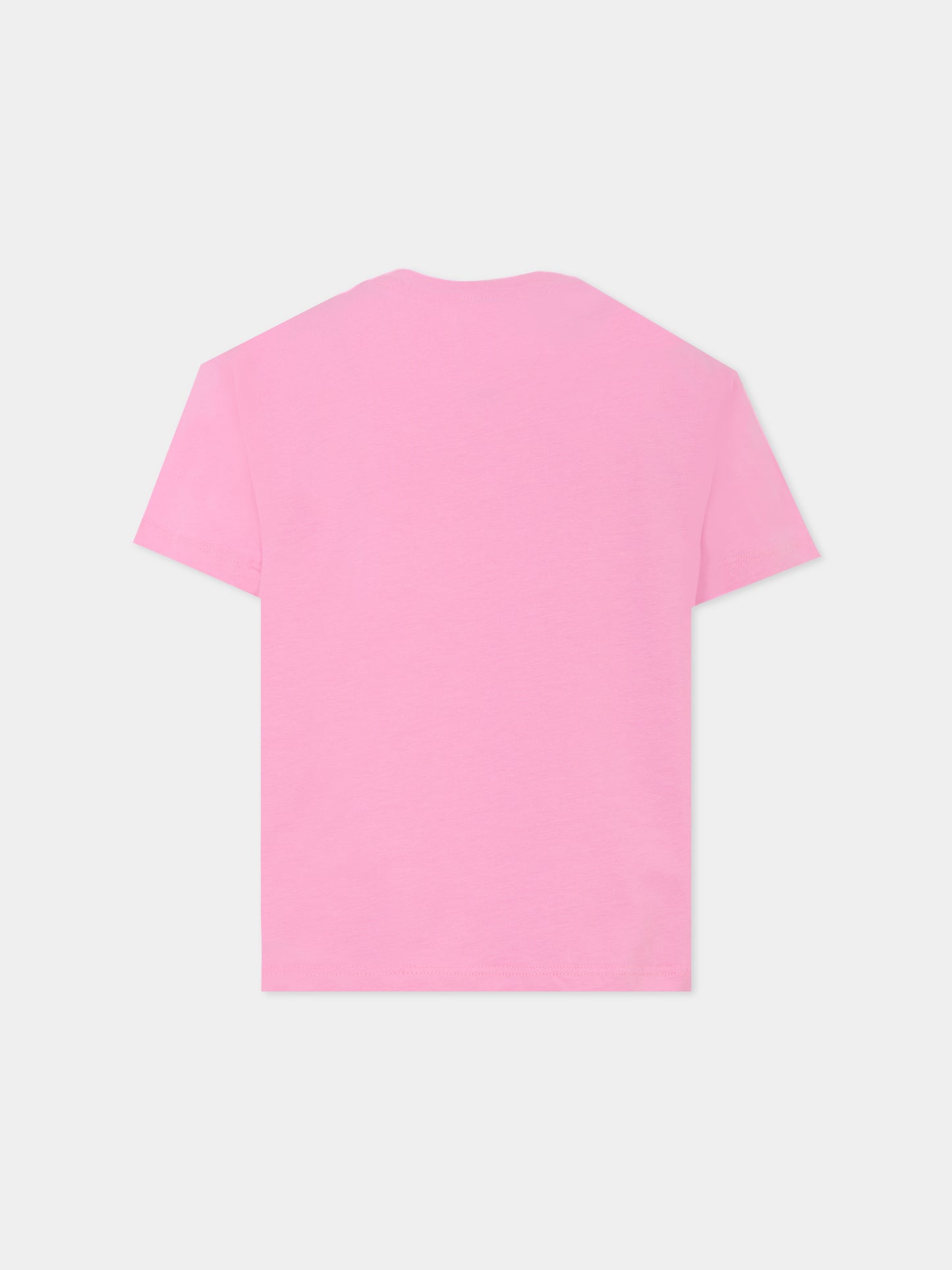 T-shirt rosa per bambina con logo e perline,Msgm Kids,S5MSJGTH251 MS003