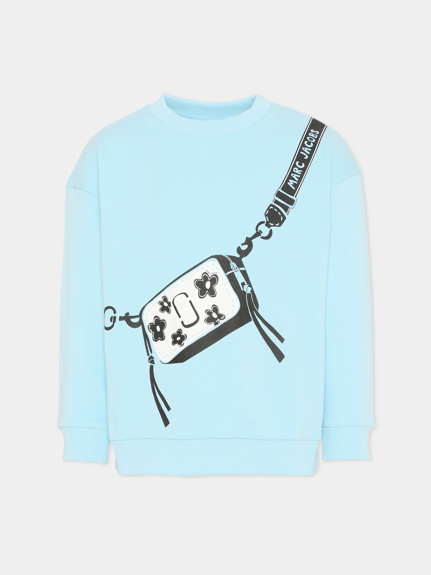 Felpa celeste per bambina con stampa borsa,Marc Jacobs,W60753 77B