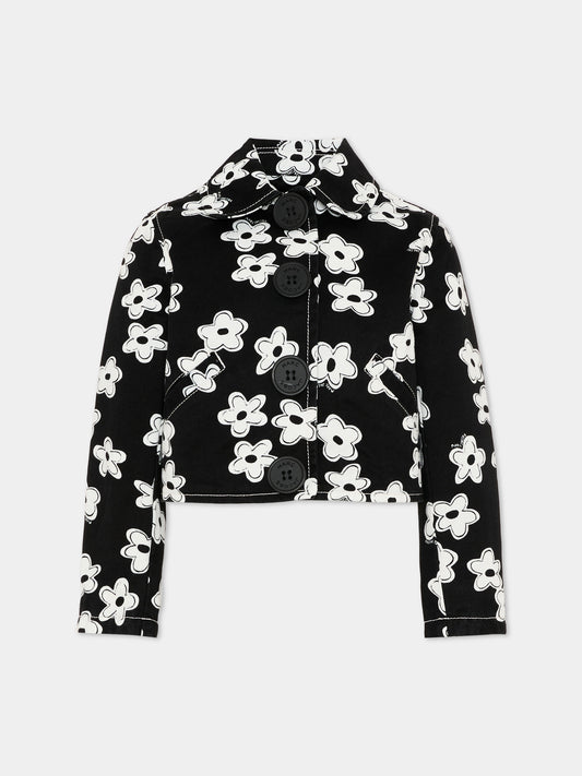 Giubbotto nero per bambina con fiori,Marc Jacobs,W60754 09B