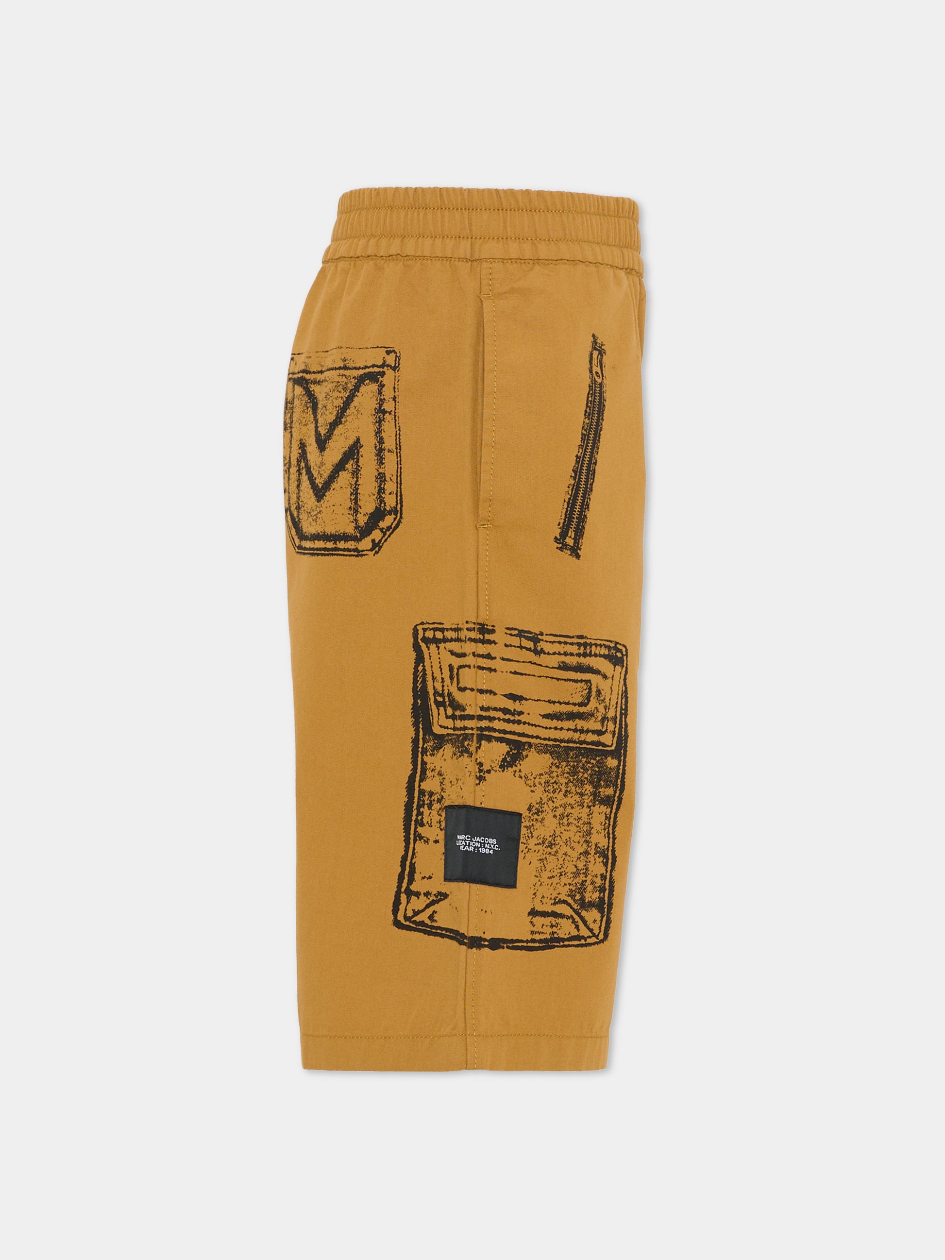 Shorts marroni per bambino con logo,Marc Jacobs,W60784 300