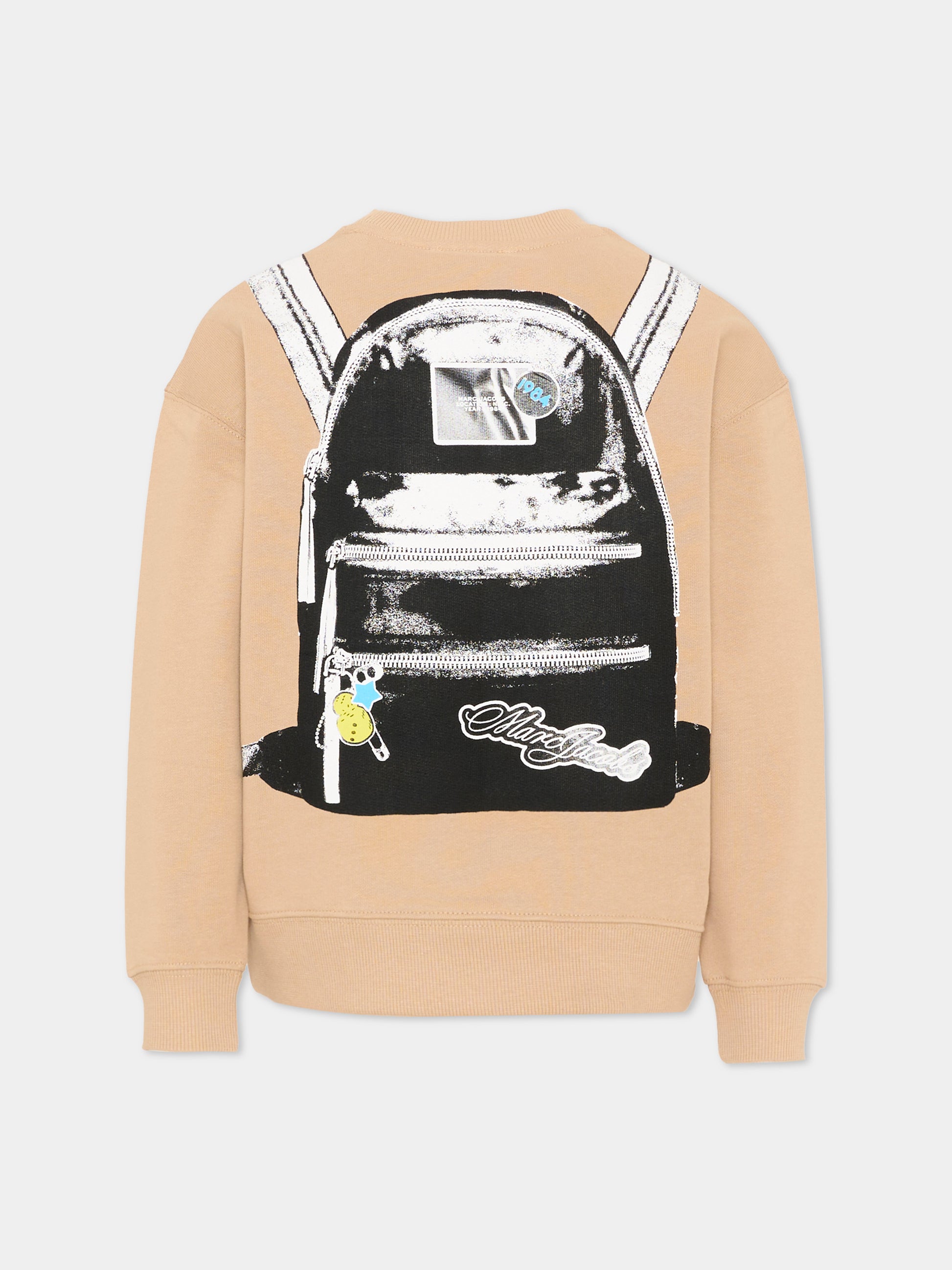Felpa beige per bambino con stampa zaino,Marc Jacobs,W60798 215