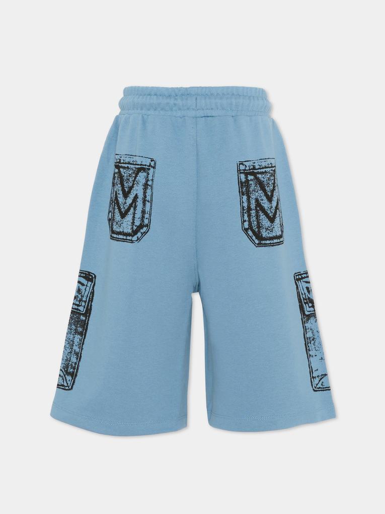 Shorts sportivi celeste per bambino con stampe,Marc Jacobs,W60828 80B