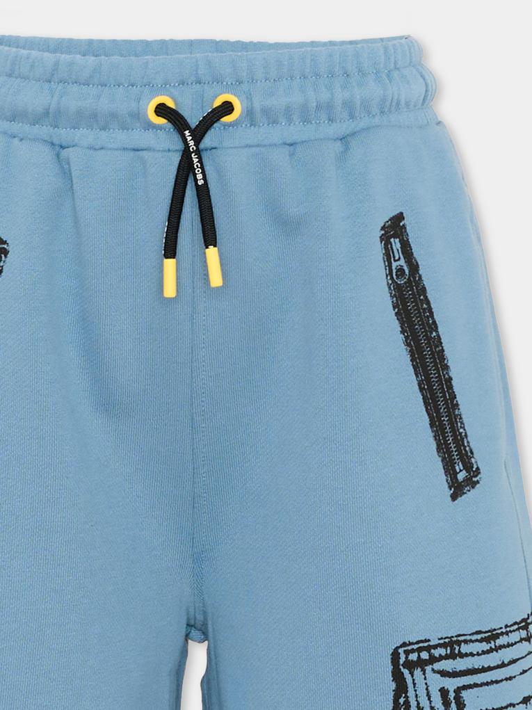Shorts sportivi celeste per bambino con stampe,Marc Jacobs,W60828 80B