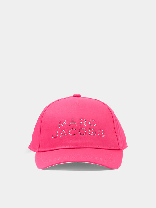 Cappello con visiera fucsia per bambina con logo strass,Marc Jacobs,W60838 437