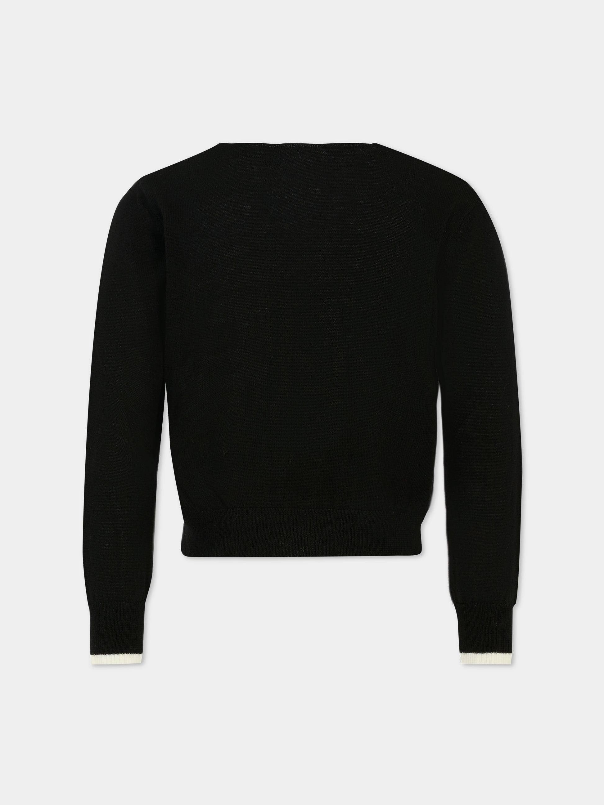 Maglione nero per bambina con logo ricamato,N°21 Kids,N2101W N0424 0N900